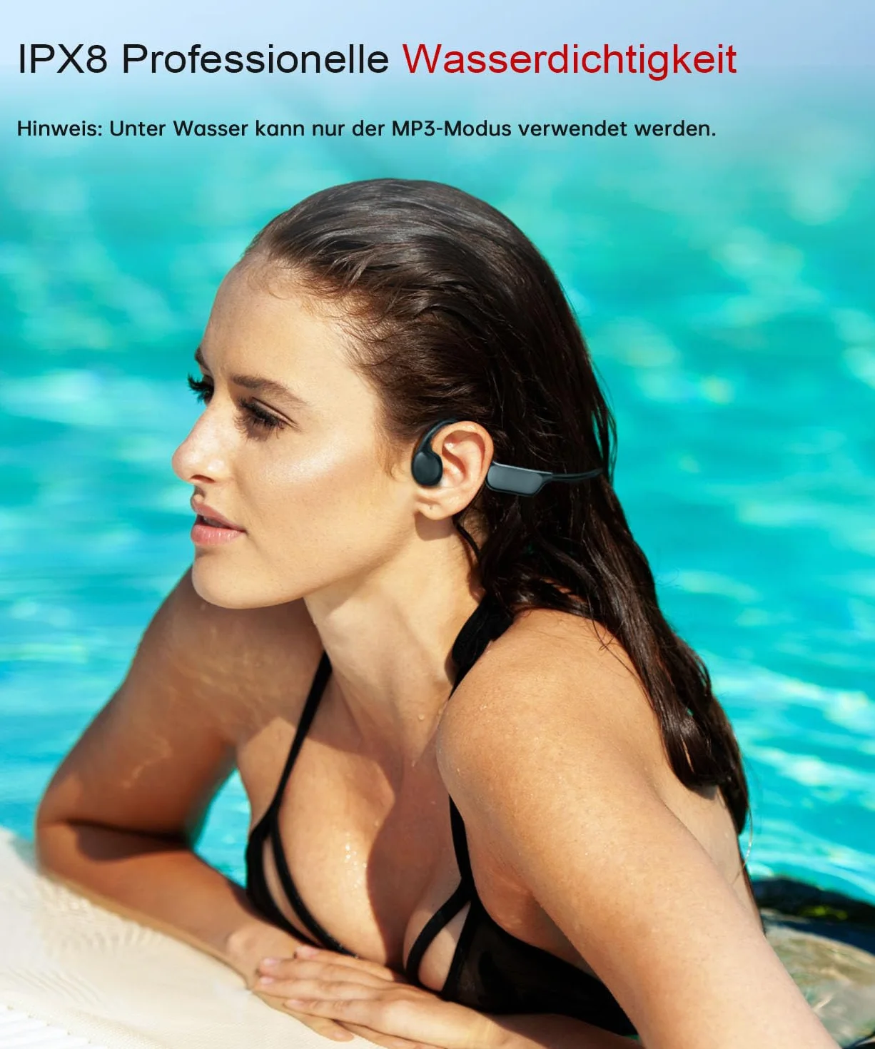 Casque de natation Bluetooth étanche IPX8 32 Go lecteur MP3 10h autonomie noir