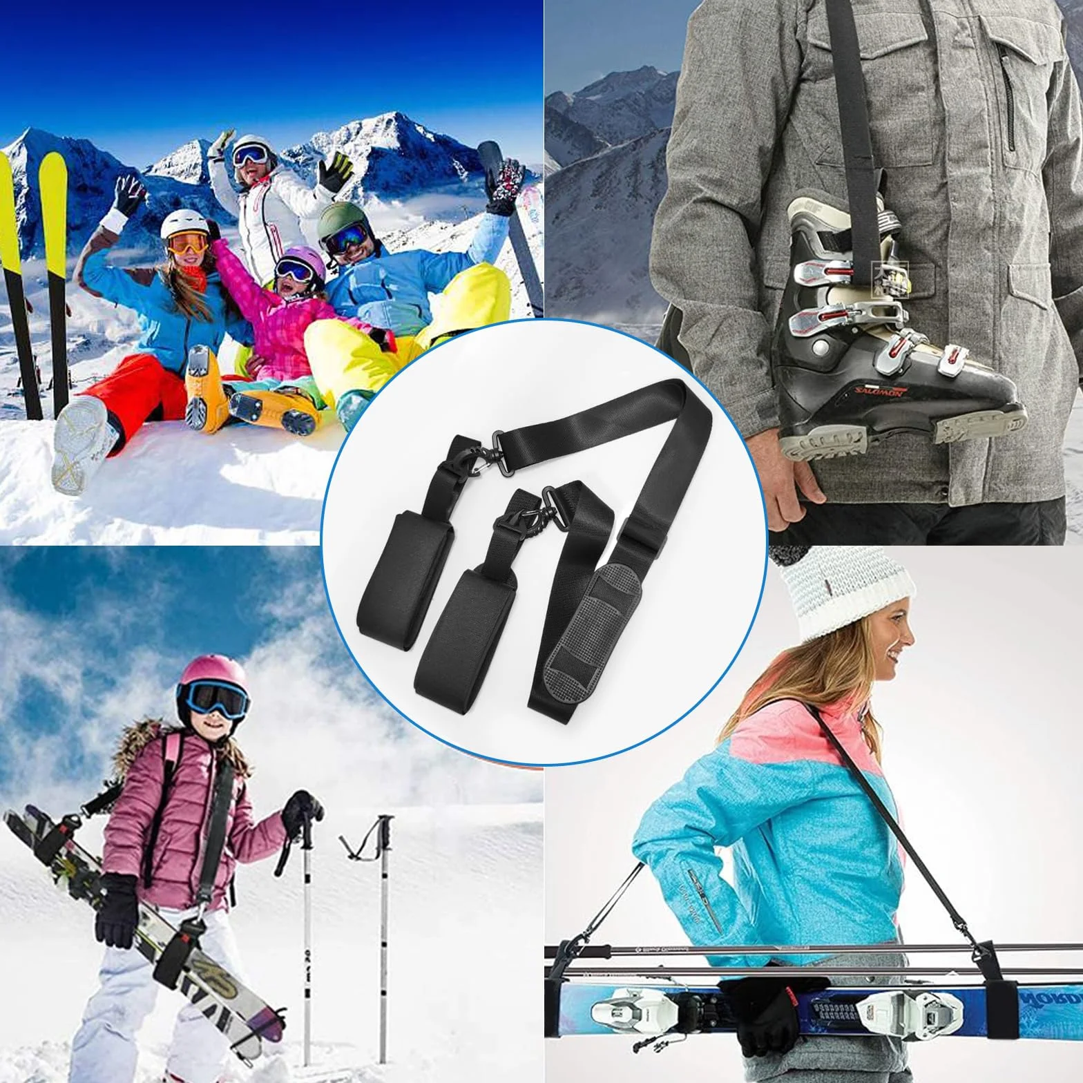 Sangle de Ski Réglable Bandoulière Porte-Équipement