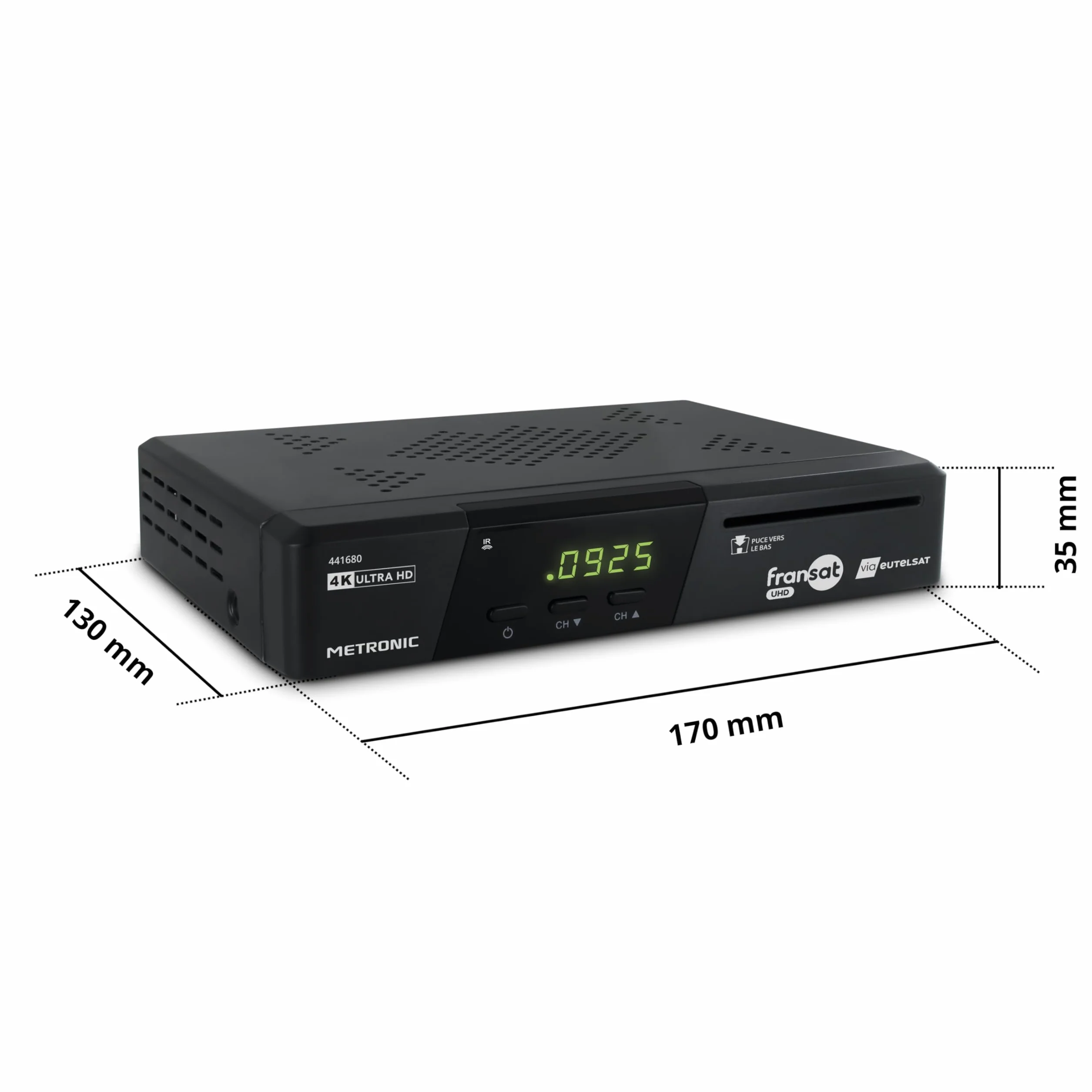 METRONIC 441680 Décodeur Fransat 4K UHD HDR10 Satellite TNT Gratuit Dolby Atmos Time Shift