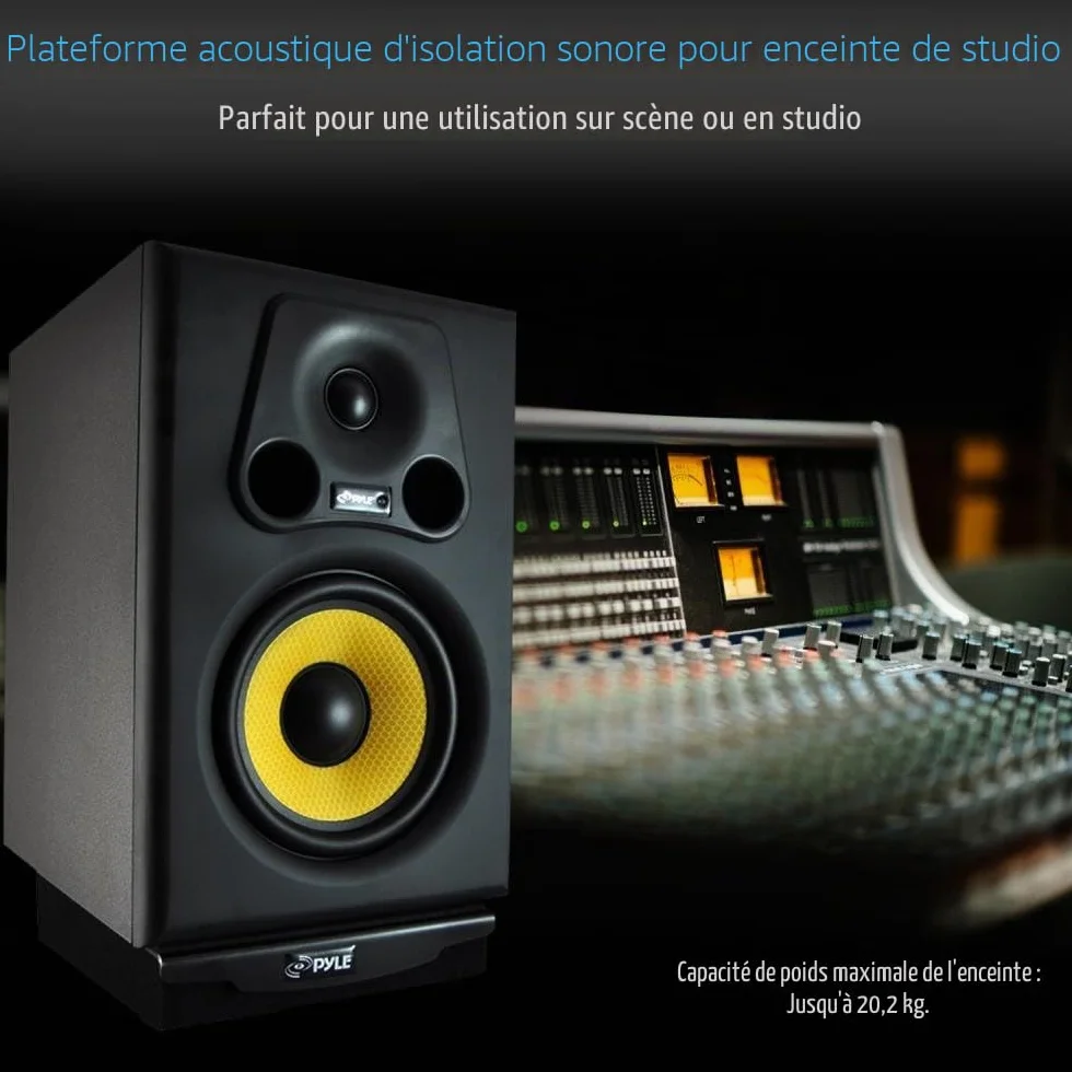 Pyle PSI04 Base de Haut-Parleur Acoustique avec Isolation phonique et Vibrations, 19,1 x 23,1 cm (Simple)