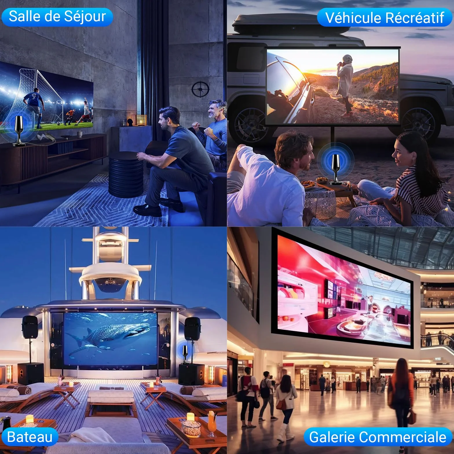 Antenne TV Intérieure Puissante TNT HD, 2026 Le Plus récent Antenne TV Intérieur avec Amplificateur de Signal à Gain Élevé, Réception Longue Portée à 360° avec Base Magnétique