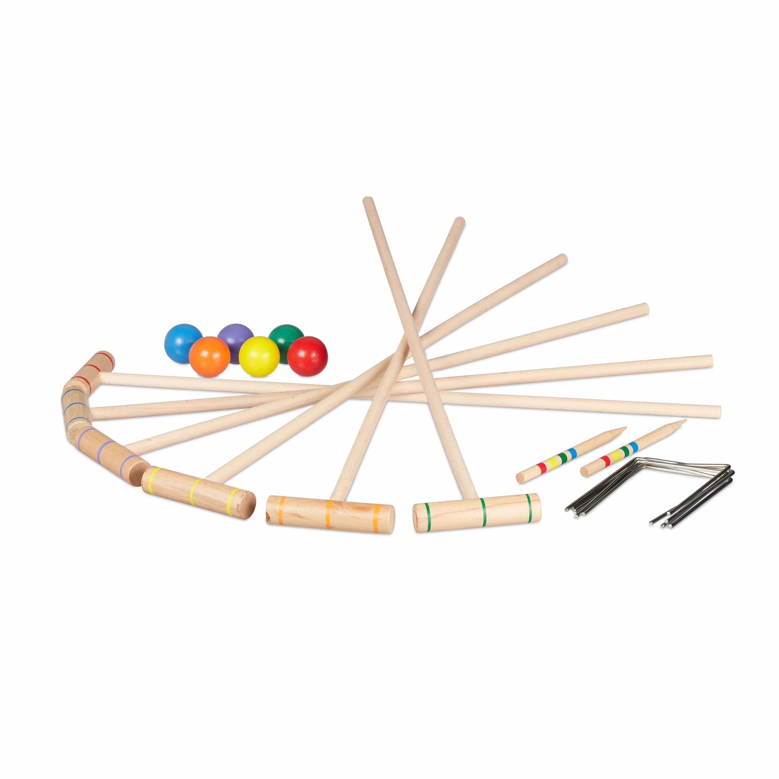 Relaxdays Jeu de Croquet en Bois, 6 Joueurs, Set Complet avec Sac