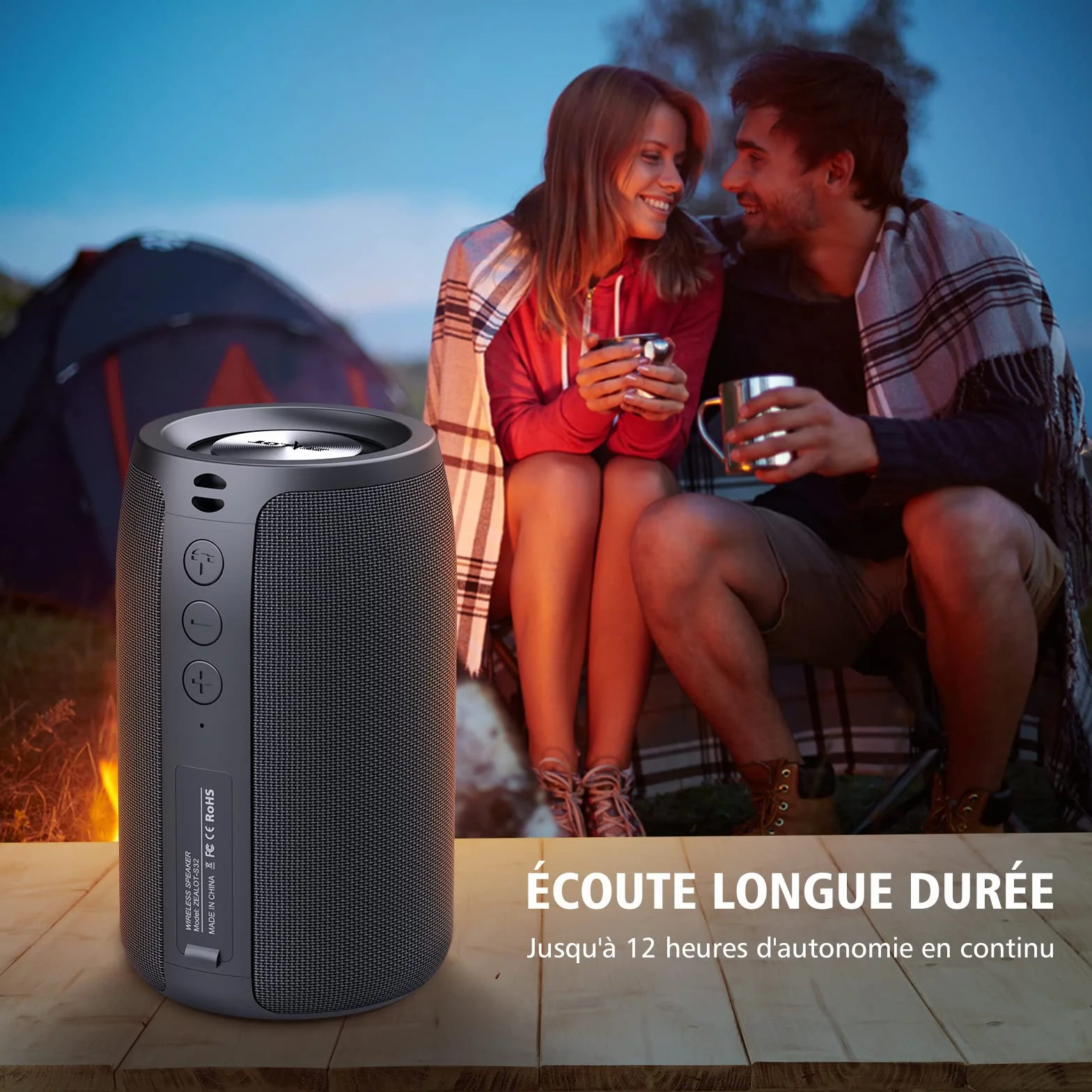 ZEALOT Enceinte Bluetooth Portable IPX5 12 Heures Autonomie Bluetooth 5.0 TWS Microphone Intégré