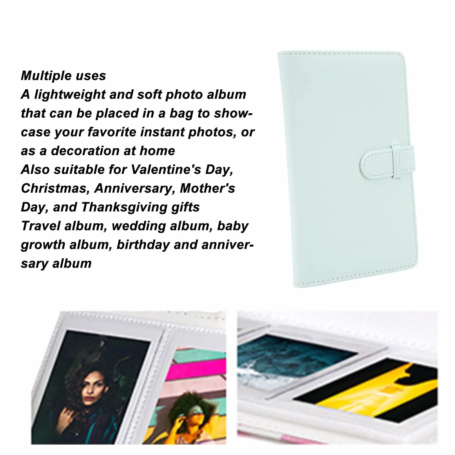 Mini Album Photo pour Fujifilm Instax Mini 12 11, 108 Pochettes, Format 3 Pouces, Porte-Cartes, Couleur Menthe