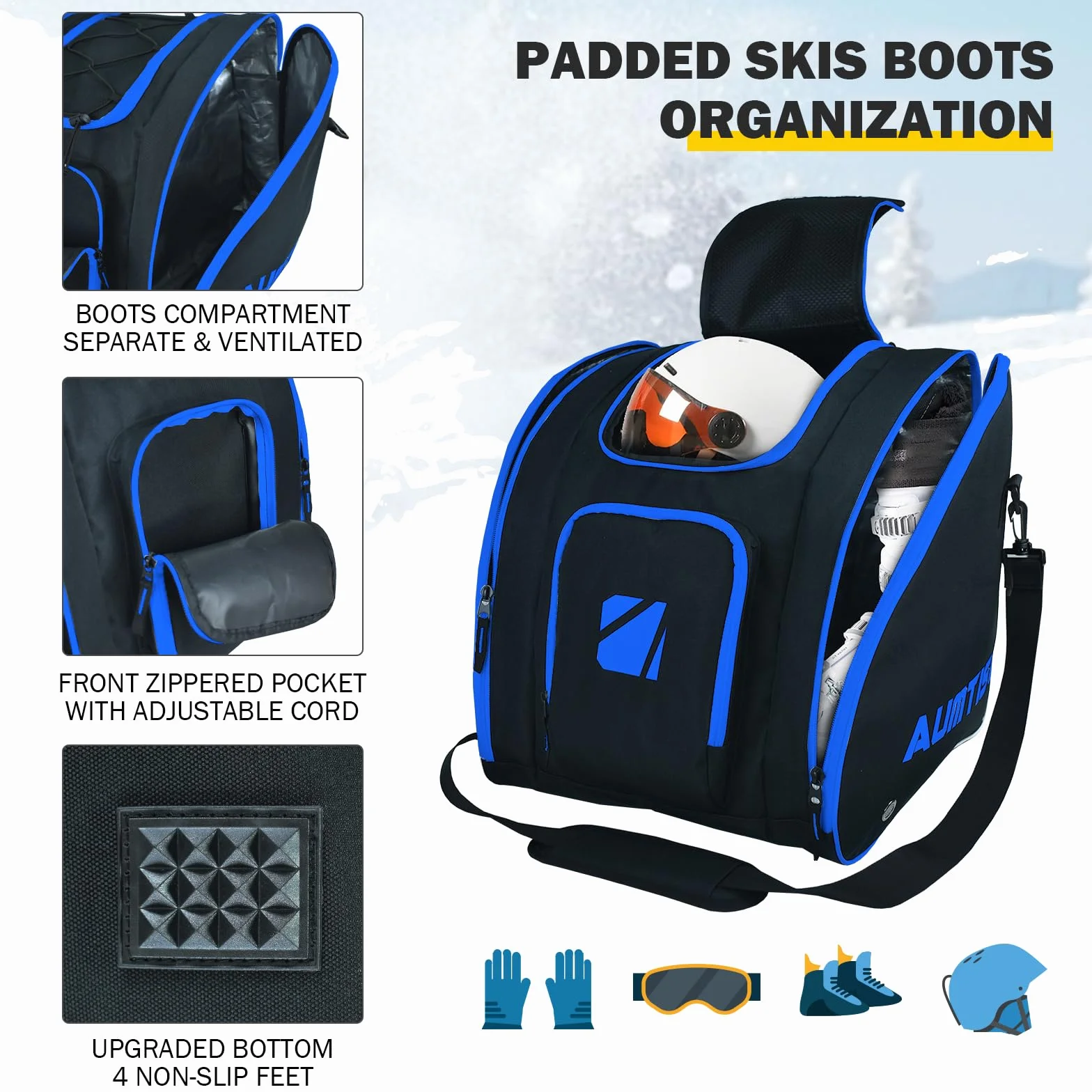 Sacs de Snowboard rembourré Sac de Voyage pour Ski AUMTISC