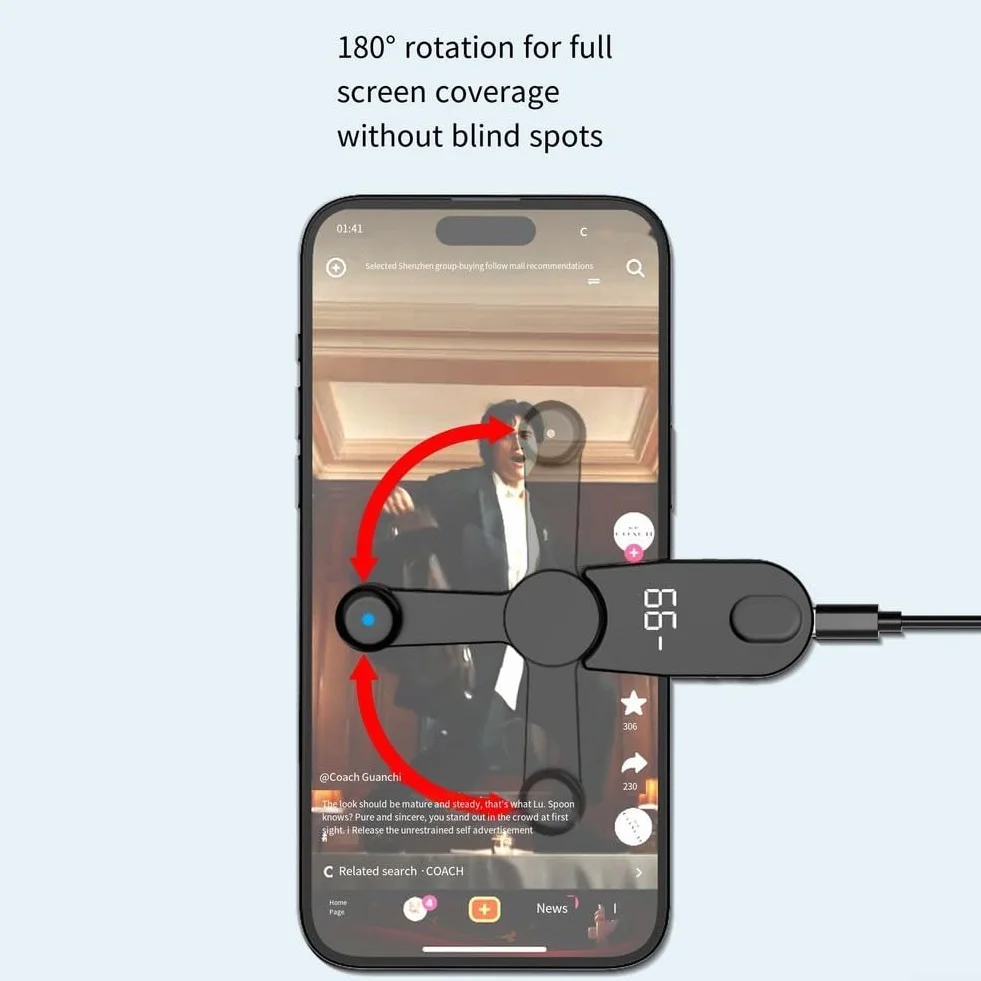 Clicker automatique avec 99 clics par seconde et 1 à 198 paramètres de vitesse Affichage numérique HD Design compact portable pour téléphones portables et tablettes pour jeux et diffusions en direct