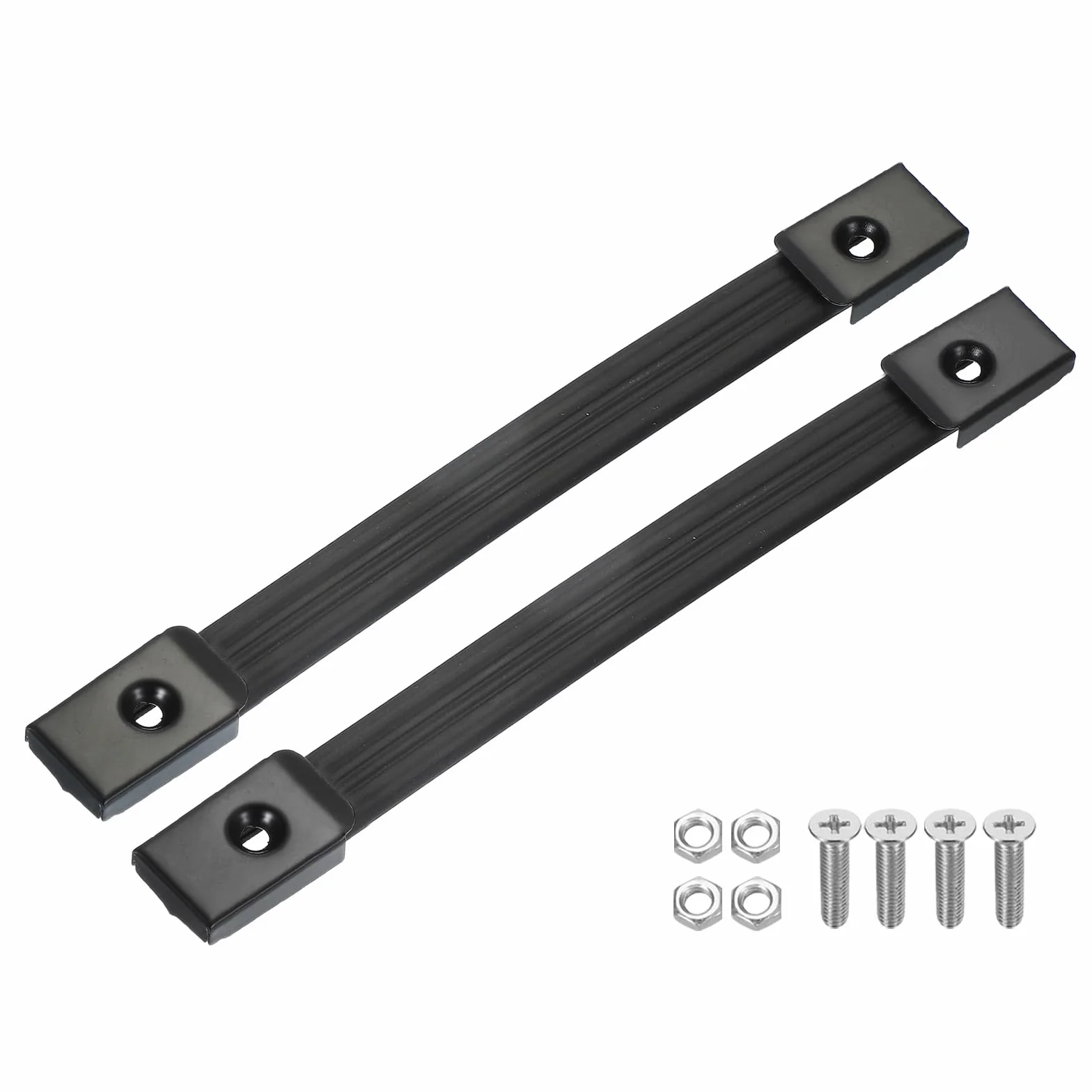PATIKIL Poignée de Remplacement 9,5 Pouces, 2 Pièces Poignée de Sangle en Caoutchouc pour Enceintes d'Amplificateurs avec Embouts Métalliques et Accessoires de Fixation, Noir