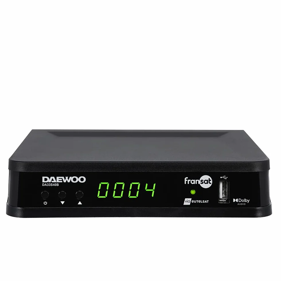D2 Diffusion Daewoo Décodeur Satellite DVB S/S2 - FRANSAT - avec Carte d'abonnement Incluse - Dolby Digital Plus - AC3 - Tuner - EPG - avec télécommande