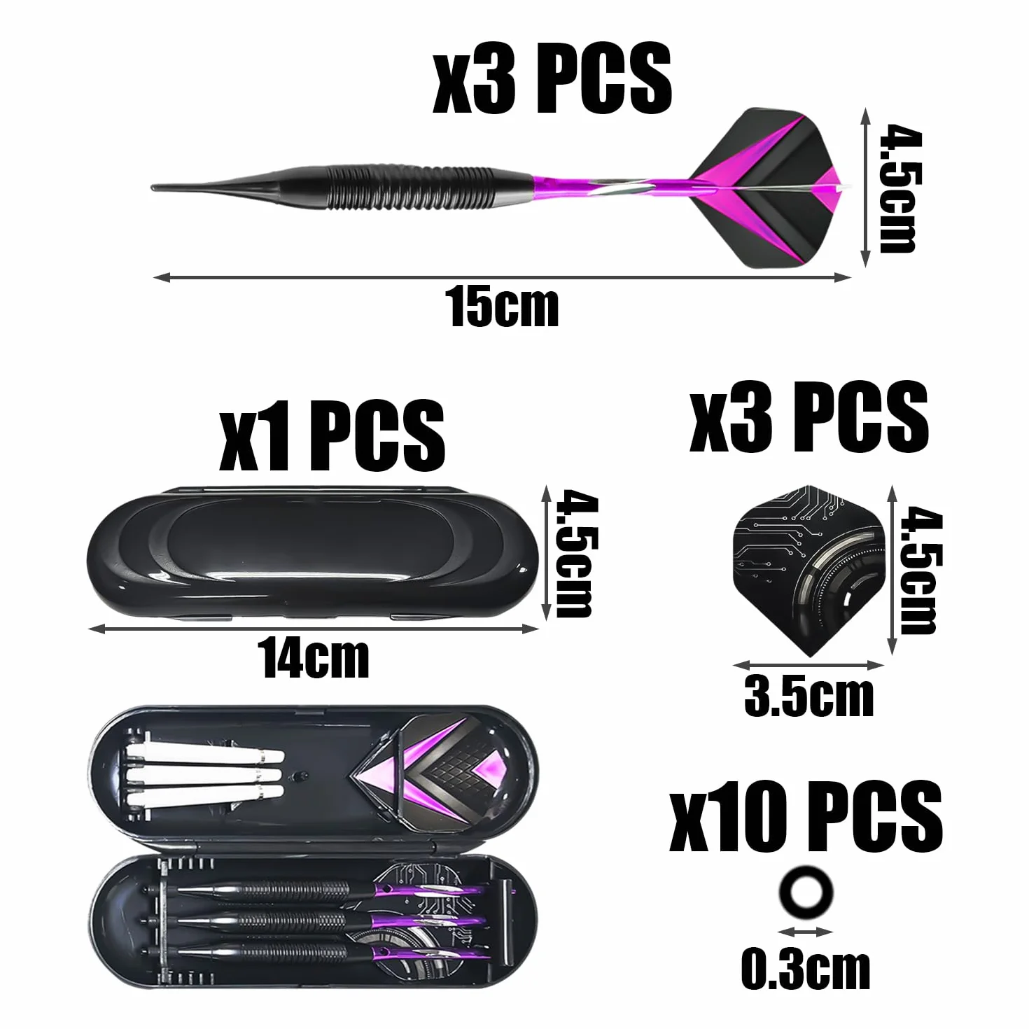 Jeu de fléchettes à pointes en plastique, accessoires de fléchettes souples, fléchettes électroniques (violet)