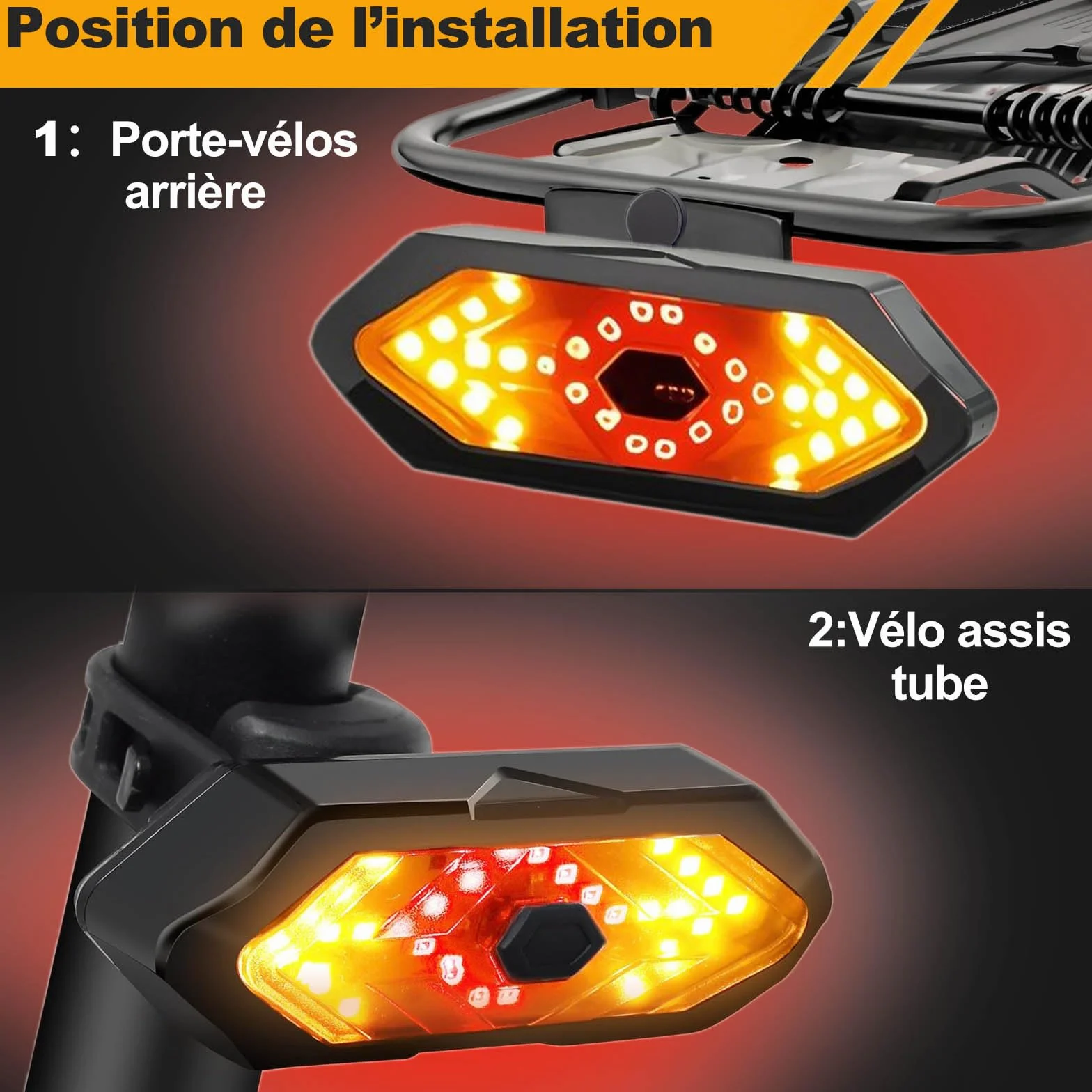 EBUYFIRE Feu Arrière Vélo LED Clignotants Télécommande 5 Modes IPX4 USB Rechargeable Klaxon Montage Universel