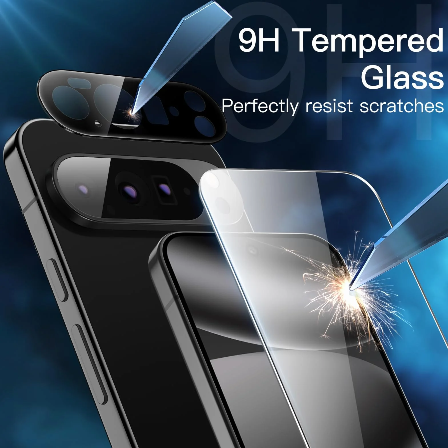JETech Protection D'écran pour Google Pixel 10 Pro avec Protecteur d'Objectif Caméra, Compatible avec le Déverrouillage par Empreinte Digitale, Film en Verre Trempé, HD Clair, Lot de 2 Chacun