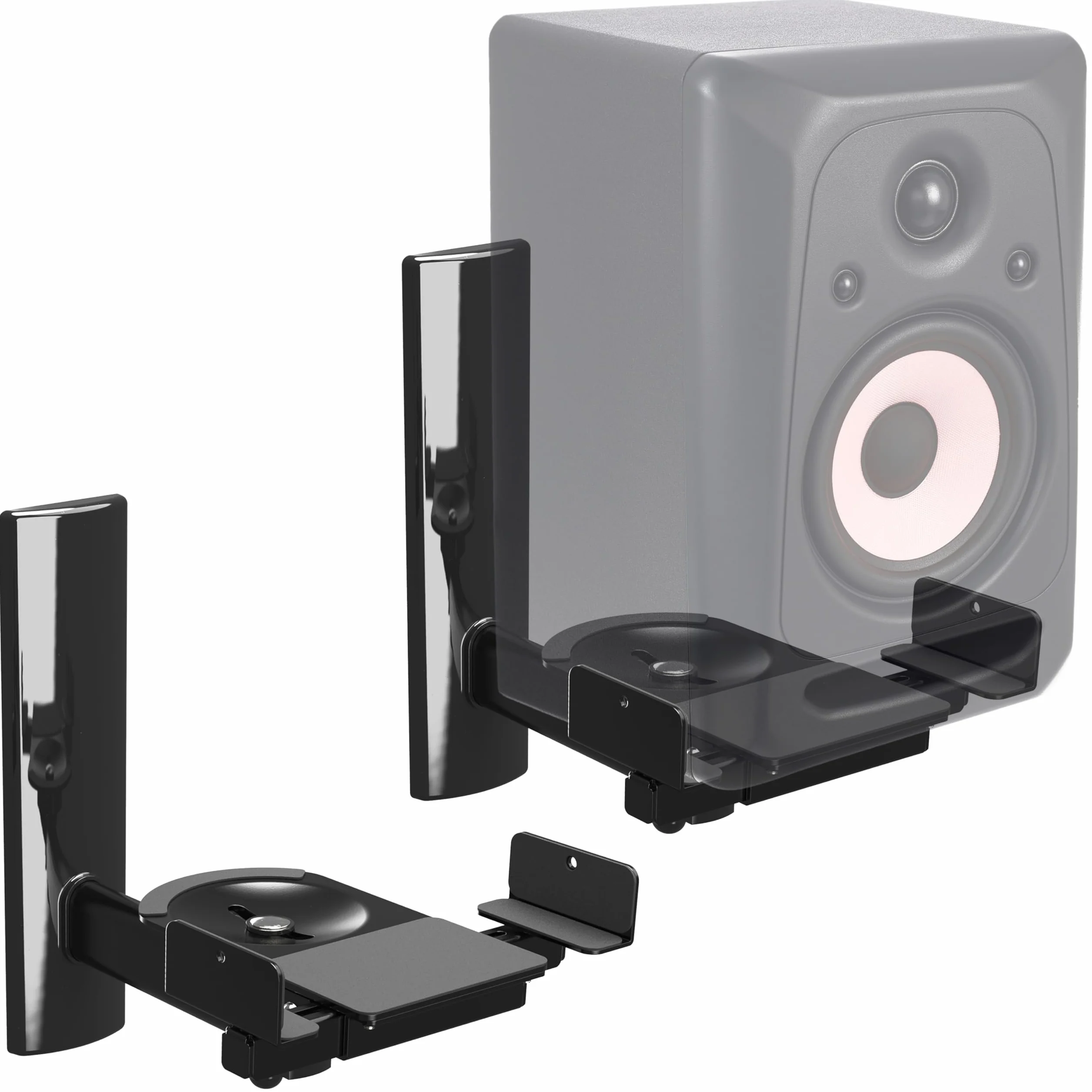 RICOO Support Mural pour Enceinte LH023-B Universel Fix ation Murale inclinable orientable réglable Haut-Parleur Support Enceintes TV 2 Pieces Noir