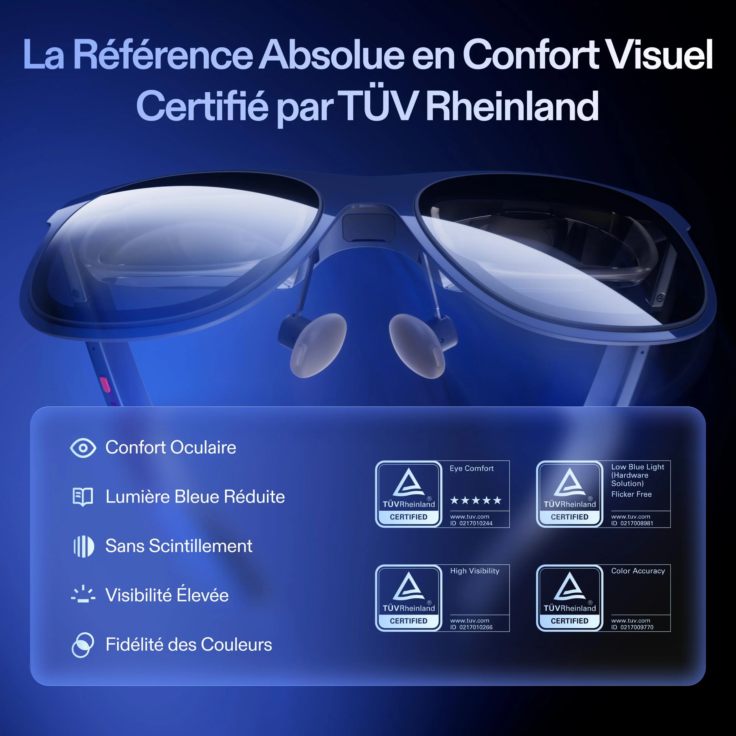 XREAL 1S AR/XR Lunettes, Lunettes de Réalité Augmentée avec Écran Virtuel 500", 52° FOV, 3DoF Natif, Real 3D, X1 Puce, Compatibles USB‑C DisplayPort Appareils, iPhone 17/16/15, Console ROG/SteamDeck