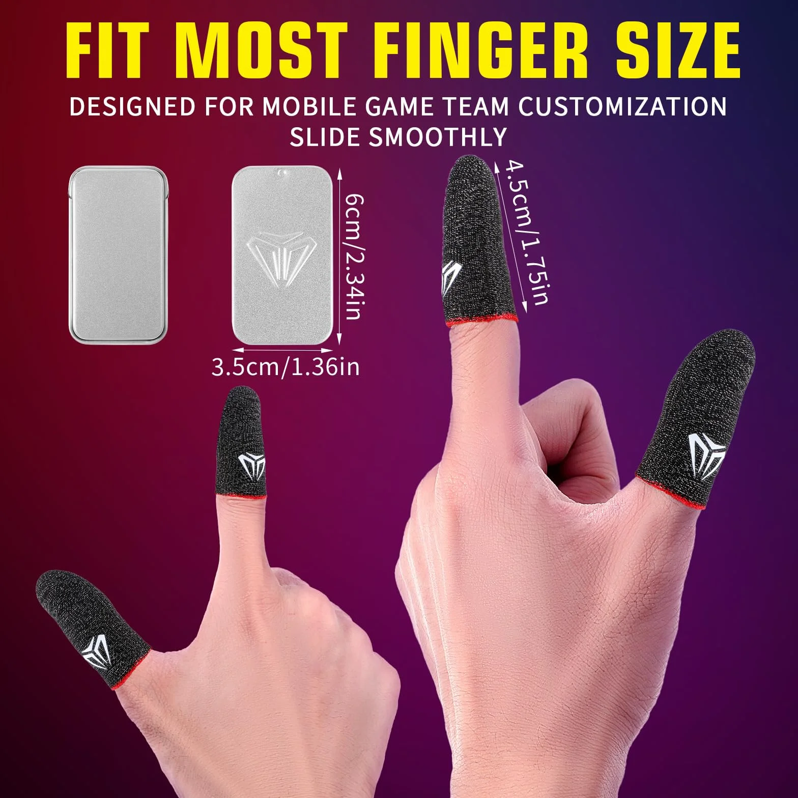 Sibba Lot de 4 manchons de doigt de jeu pour écran tactile - Manchons en fibres argentées - Pour jeu mobile - Manchons de pouce - Gants soyeux et anti-transpiration - Respirants - Protège-doigts