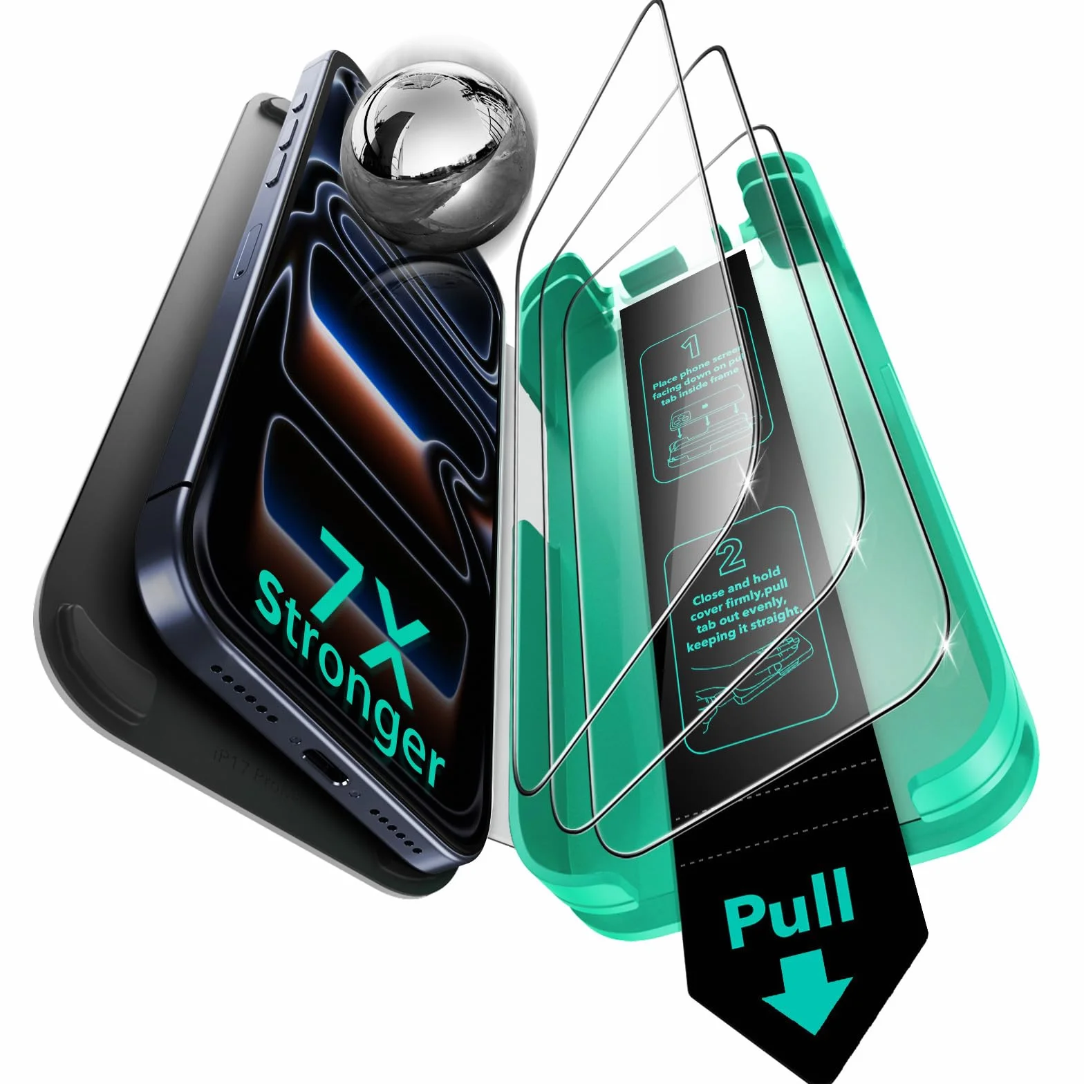 ESR Verre Trempé pour iPhone 17 Pro Max, 9H+ Protections D'écran, Armorite Ultra-résistant de Qualité Militaire, Incassable et très durable, avec Plateau UltraFit Mis à Jour, Lot de 3