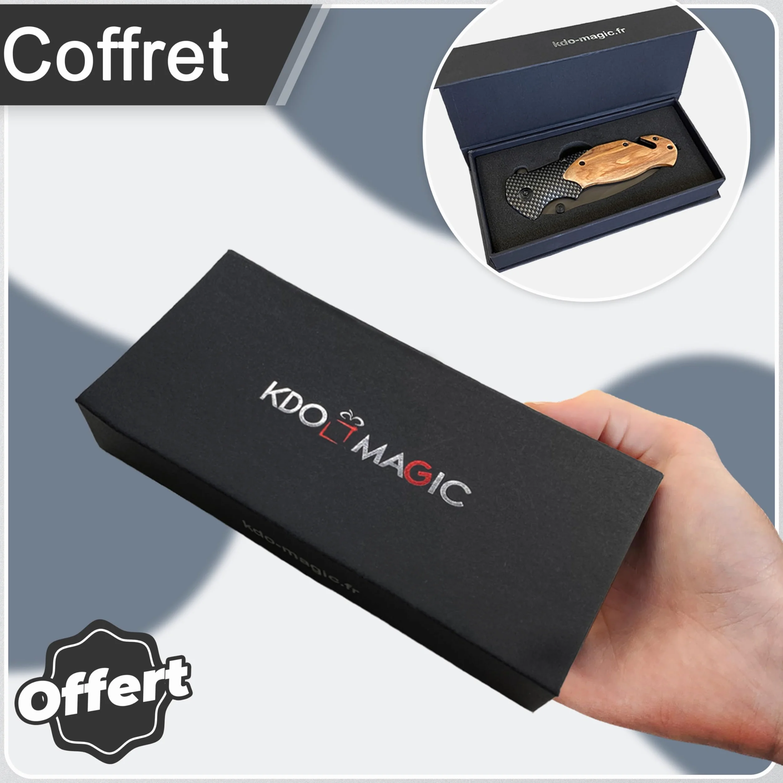 Couteau de survie personnalisé gravé avec prénom - Lame sécurité personnalisable - Manche en bois - Effet carbone - Cadeau Saint-Valentin homme