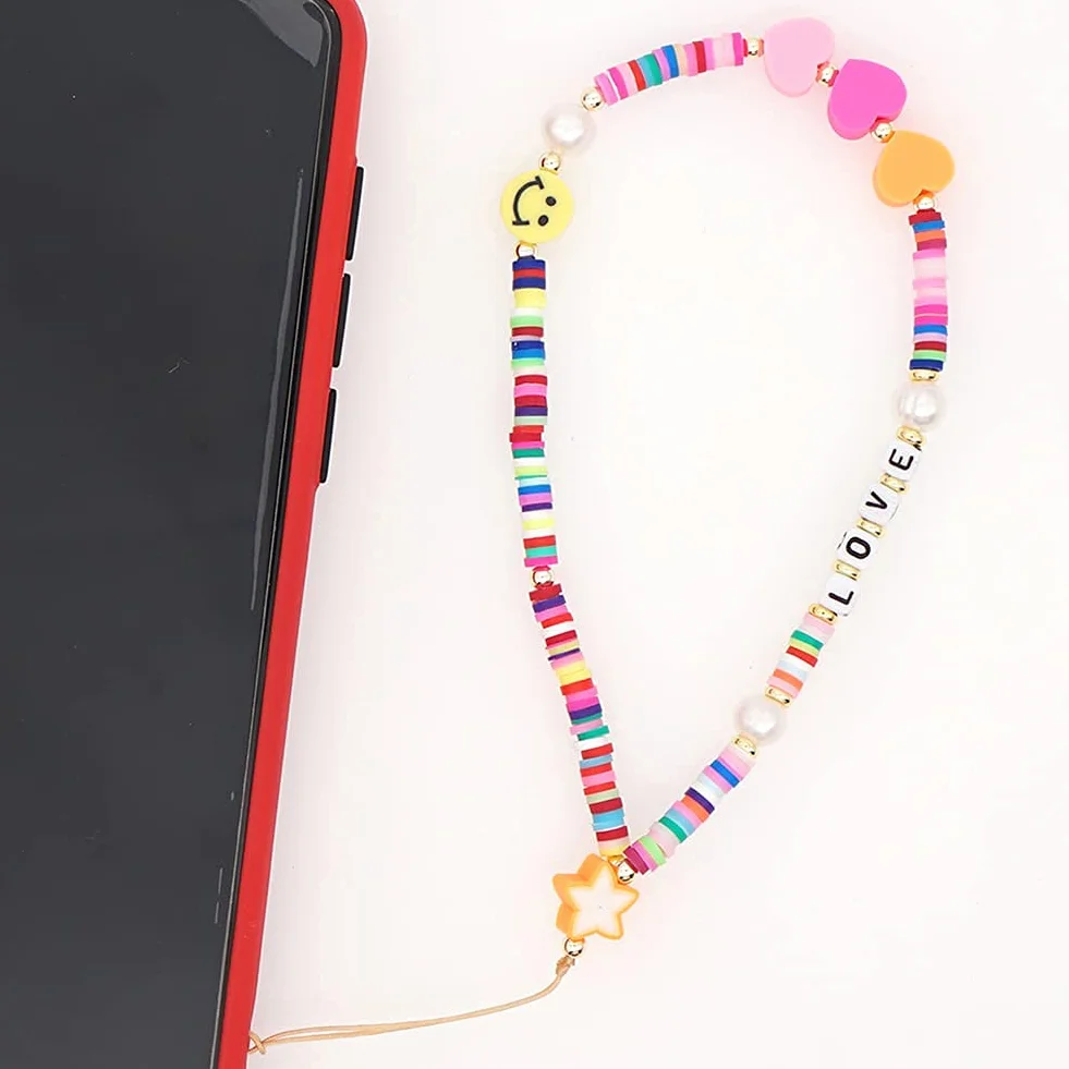 Uposao Pendentifs pour Téléphones Portables Chaîne Anti-Perte pour Téléphone Portable Bohême Bijou De Telephone Fleur Fruits en Charme Acrylique Chaîne De Téléphone pour Femmes