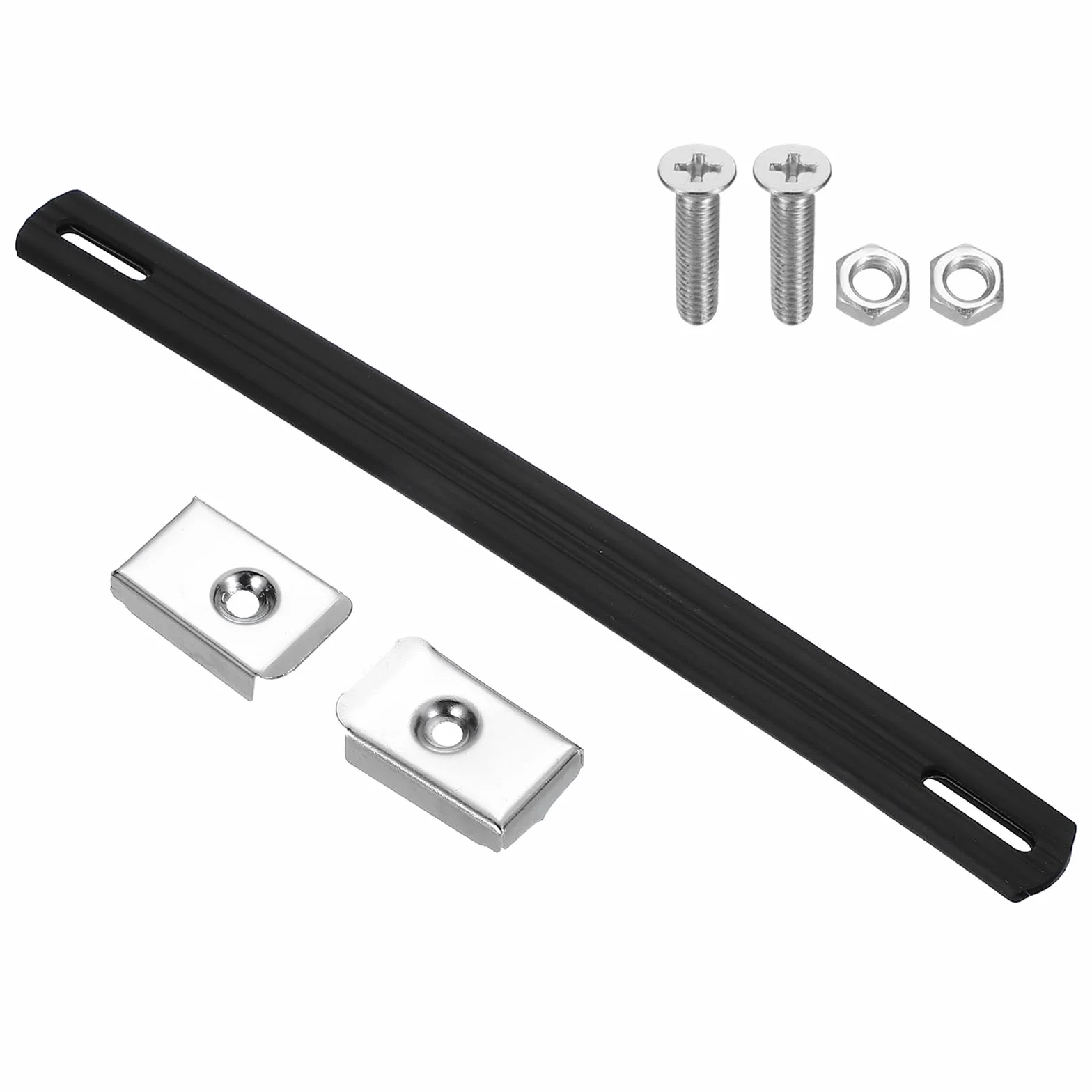 PATIKIL Poignée de Remplacement 9,5 Pouces, Poignée de Sangle en Caoutchouc pour Enceintes d'Amplificateurs avec Embouts Métalliques et Accessoires de Fixation, Ton Argenté