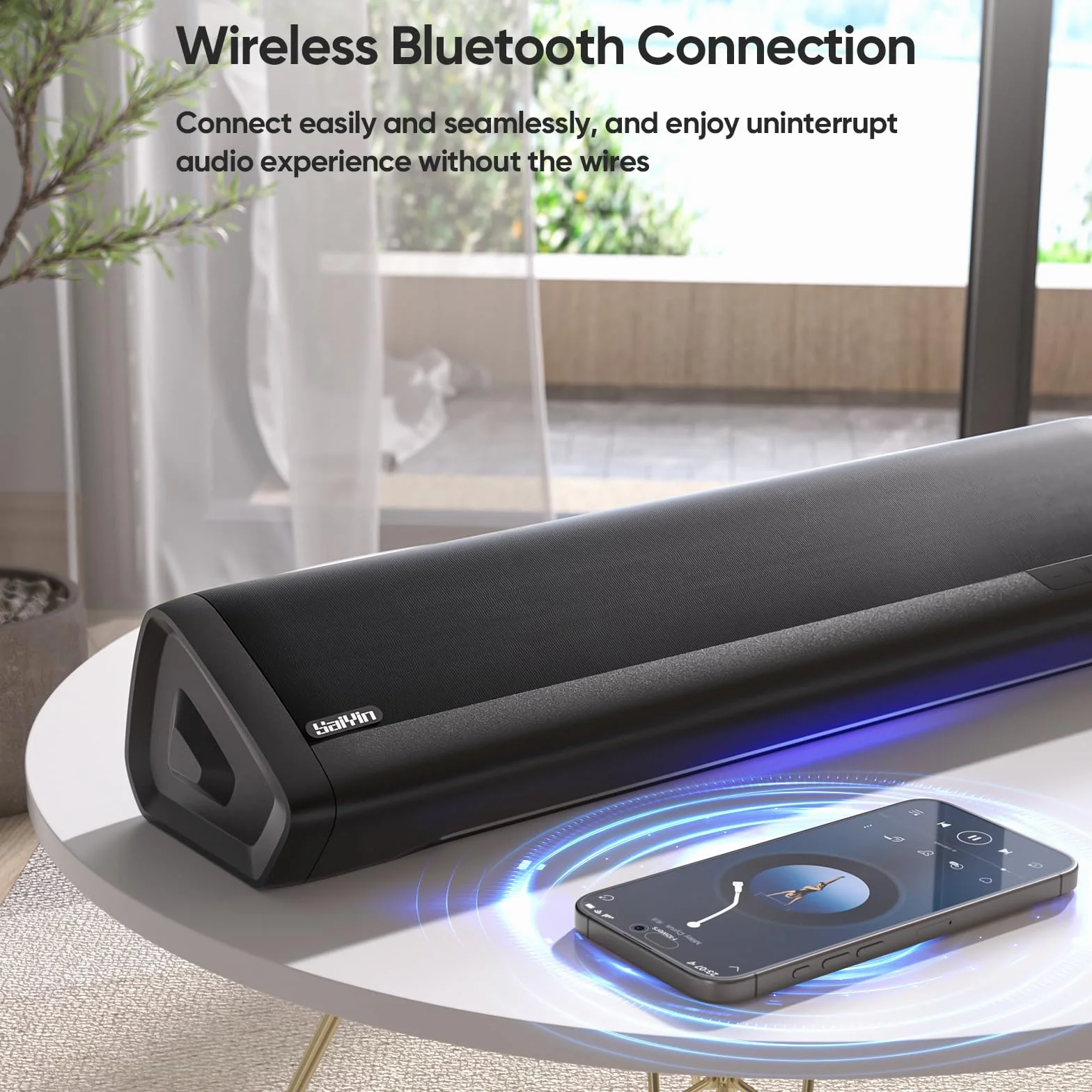 Saiyin Barre de Son 17 Pouces 2.1ch avec Caisson de Basses, Bluetooth/Optique/AUX pour TV