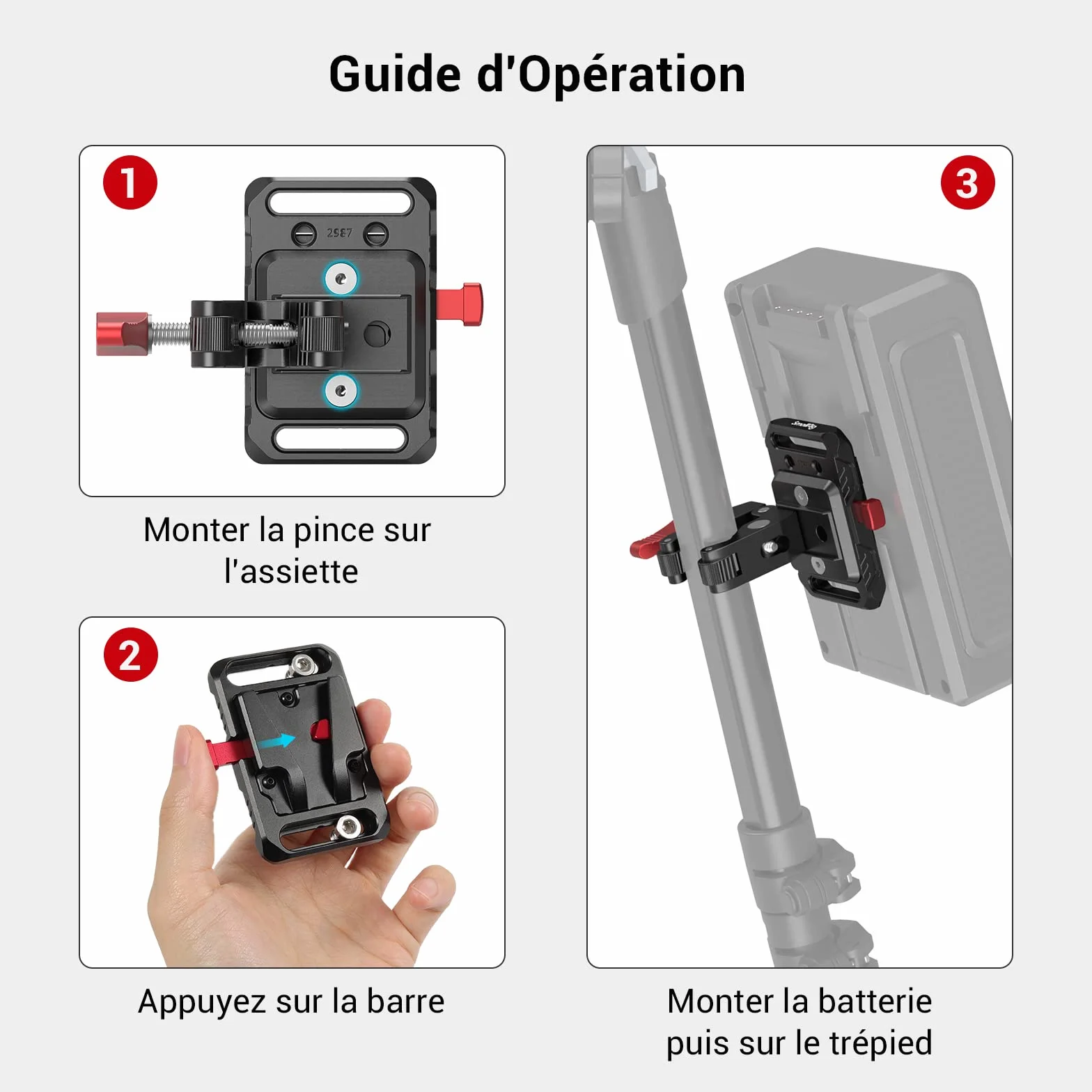 SMALLRIG Mini V Mount Battery Plate avec Super Clamp - 2989