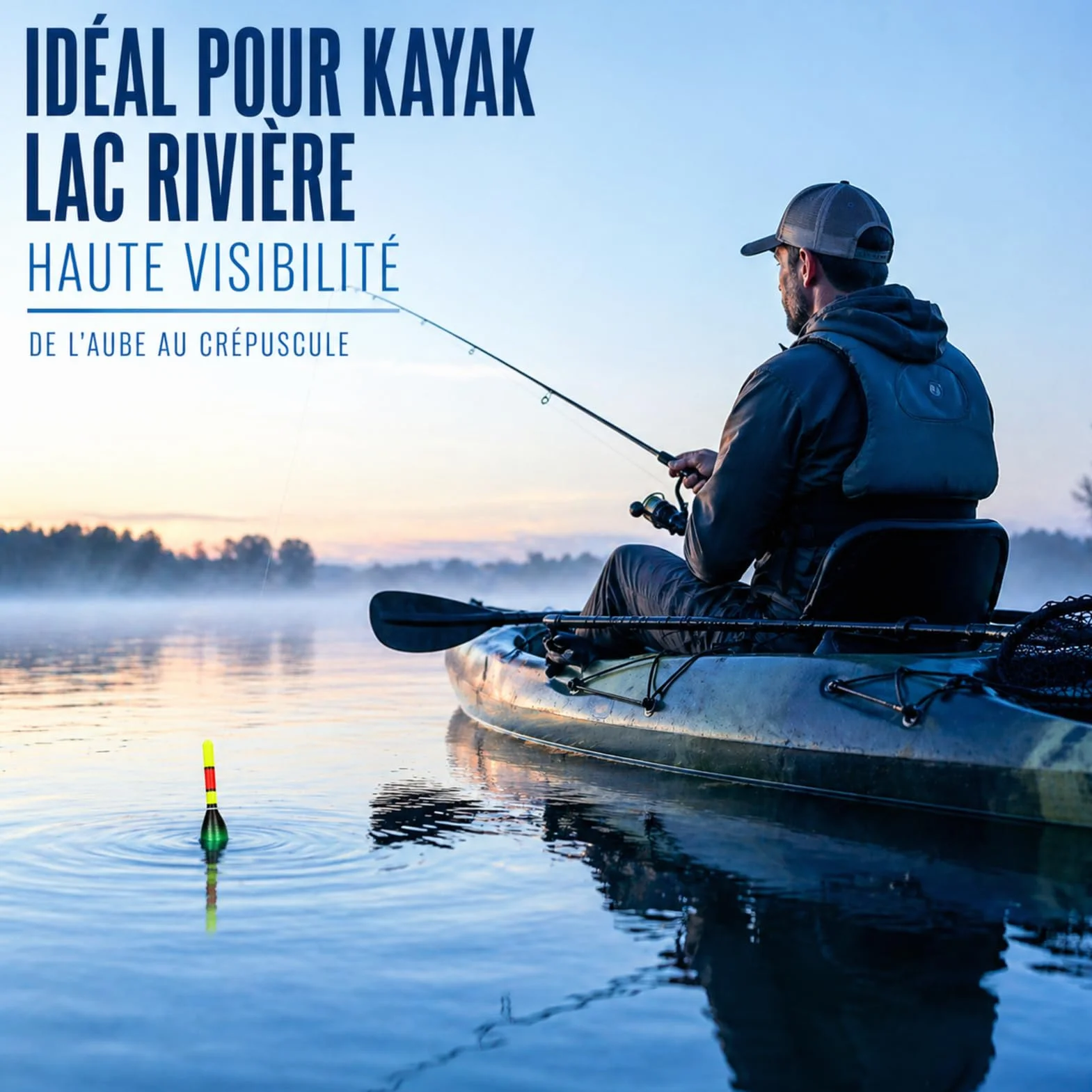 Ensemble De Ligne De Pêche Automatique 100m Pré-Noué avec Flotteur À Changement De Couleur Haute Sensibilité