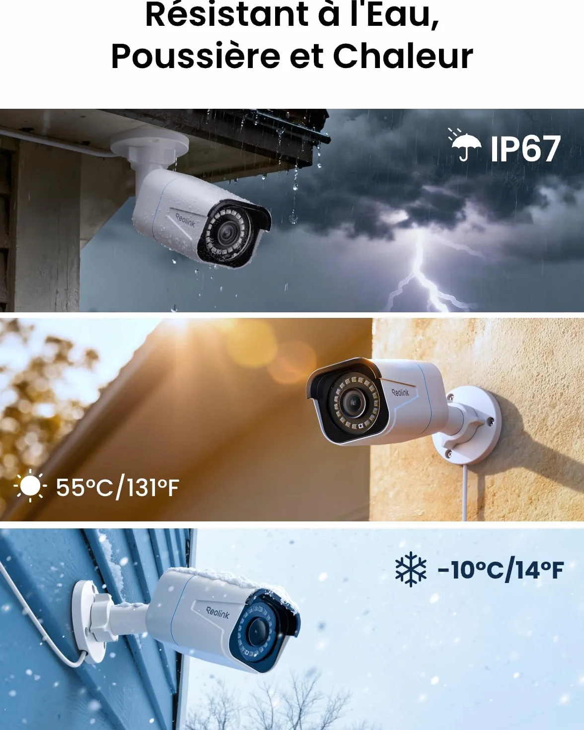 Reolink 4K Caméra IP PoE avec Détection Personne/Véhicule/Animal, Caméra de Surveillance Extérieure avec Etanche IP67, Fente pour Carte microSD, Vision Nocturne IR, Support Audio, Time Lapse, RLC-810A