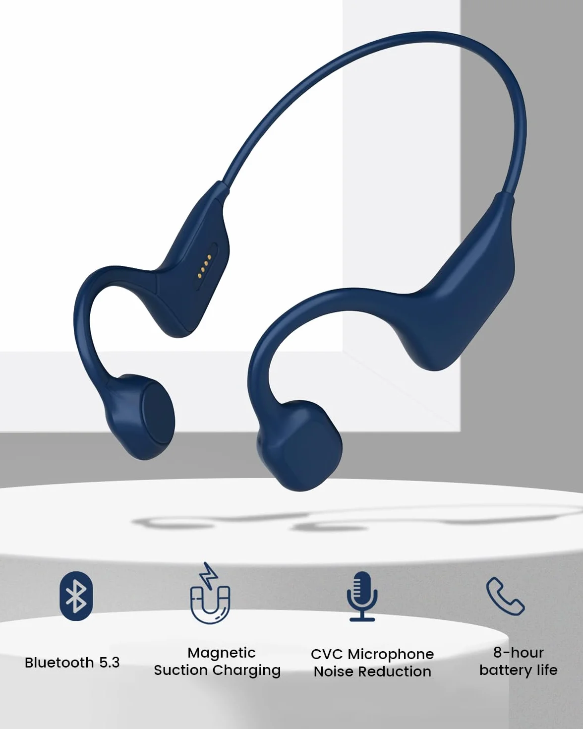 SANOTO Casque Conduction Osseuse Open Ear Bluetooth sans Fil Sport IPX7 Waterproof and Sweatproof Écouteur Osseux Adapté à la Course à Pied Cyclisme Fitness Bureau