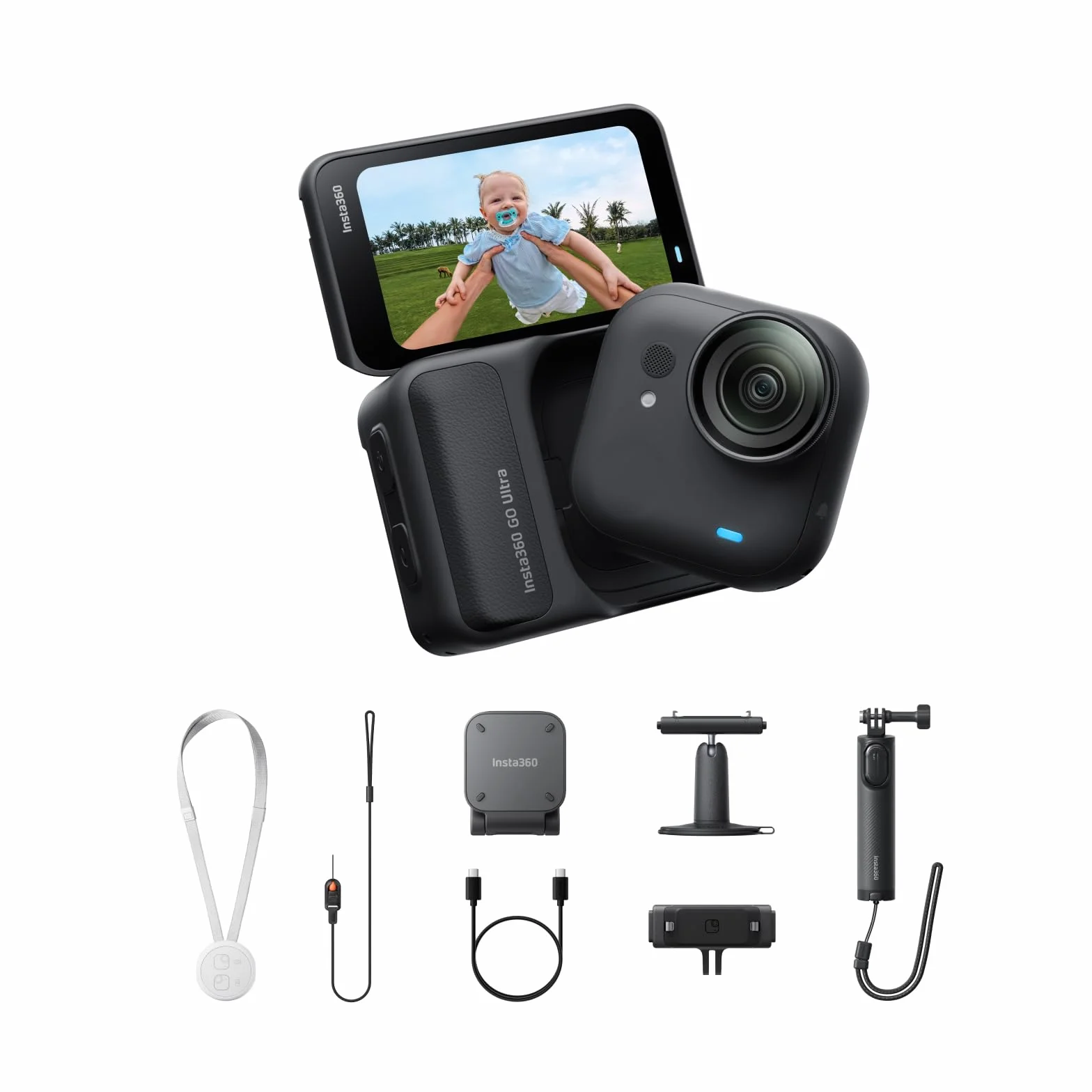 Insta360 GO Ultra Pack créateur - Petite caméra 4K légère, Appareil Photo vidéo POV Mains Libres Compact, caméra d'action magnétique Portable pour vlog, Sport, vélo