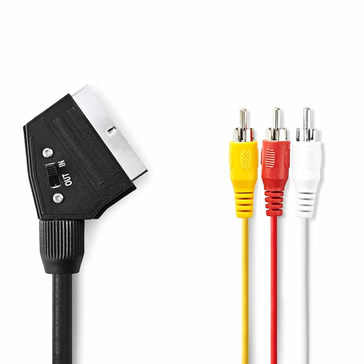 NEDIS Câble péritel commutable SCAR T mâle - 3 x RCA mâle, 2.0, noir