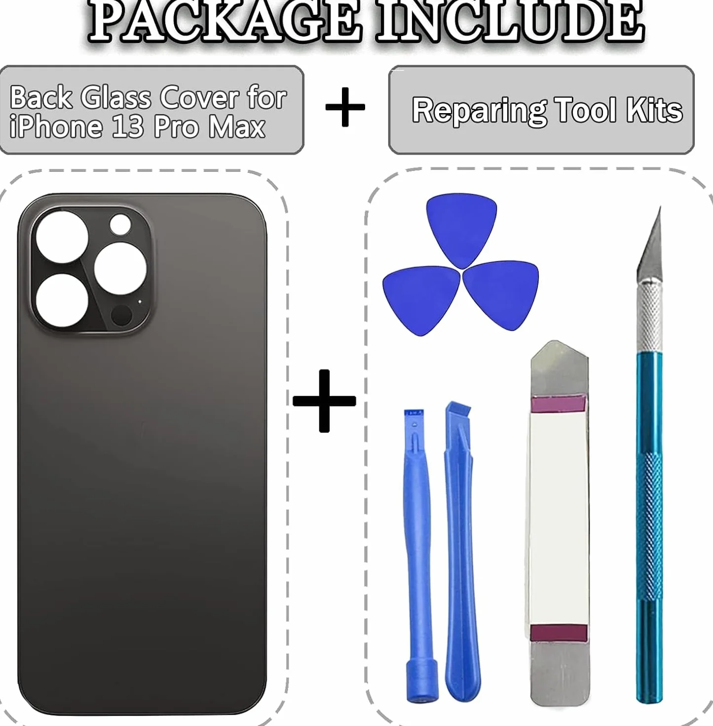13 Pro Max Vitre arrière de Rechange pour iPhone 13 Pro Max avec kit d'outils de réparation(Graphite)
