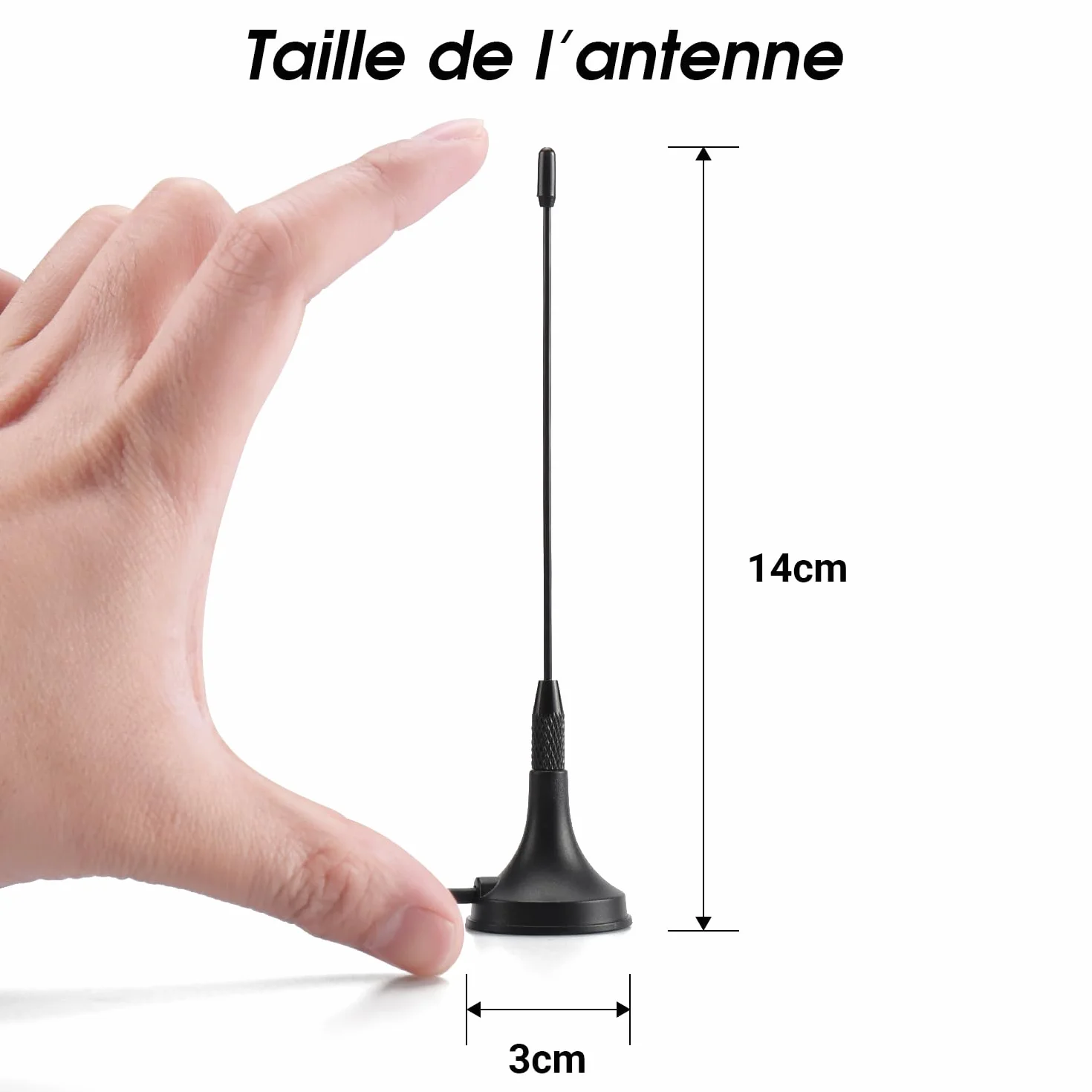 August DTA180 - Antenne TV Intérieur TNT HD - Puissante, Petite, Mini, Discrète, Portable, Base magnétique, Réception Optimale de la Télévision France Belgique Maison, Camping Car, Caravane - Noir