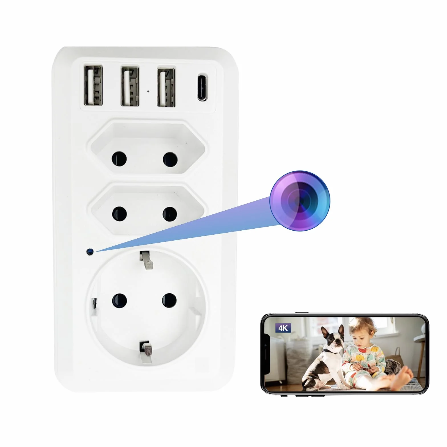 WIWACAM MW12 Caméra WiFi 4K Ultra HD, Emplacement pour Carte SD, Camera de Surveillance Interieur, détection de Mouvement Intelligente, Alarme sur téléphone Portable, Alarme par e-Mail