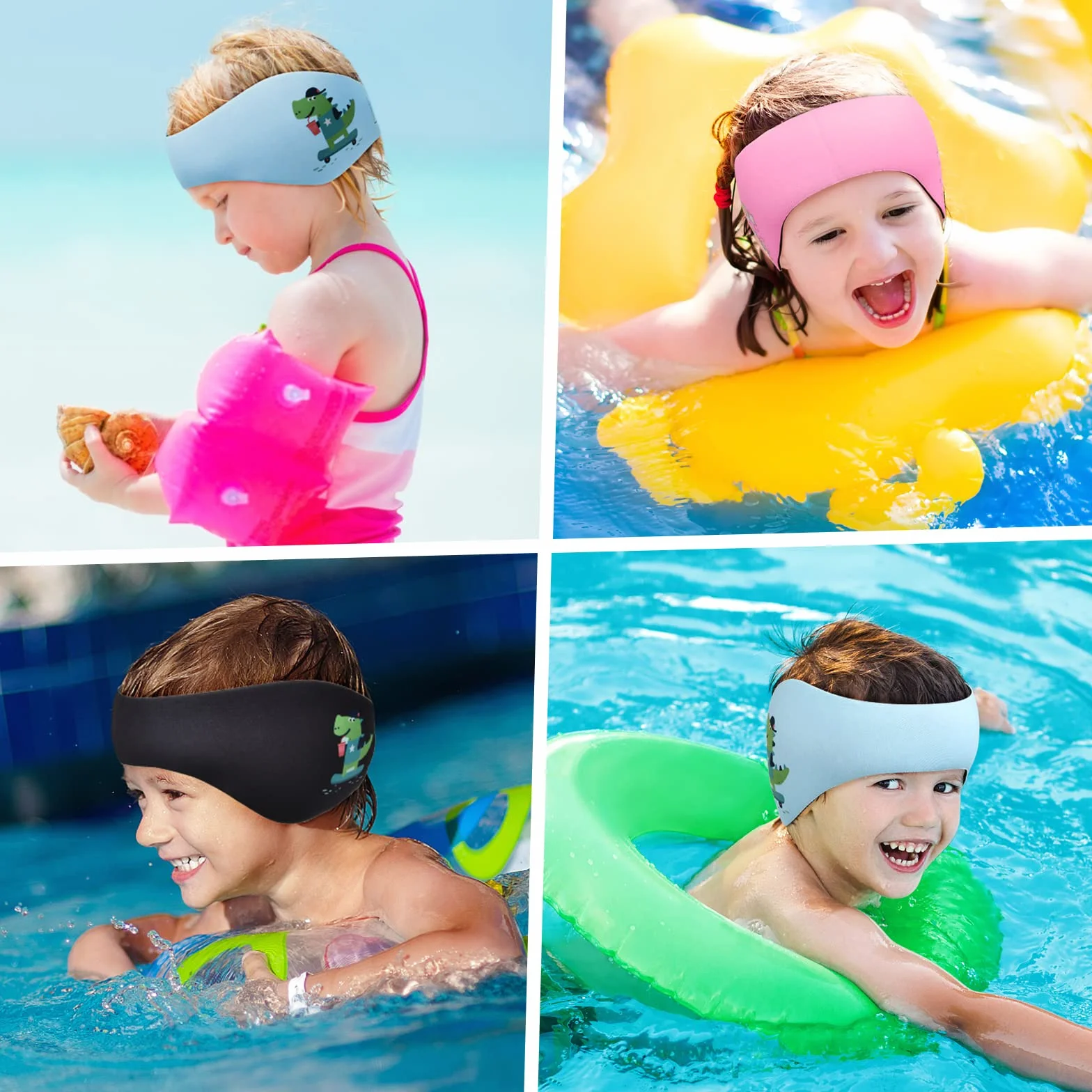 Bandeau de Natation Enfant Néoprène Élastique Protection Auditive Piscine Plage Sports Nautiques Bleu M