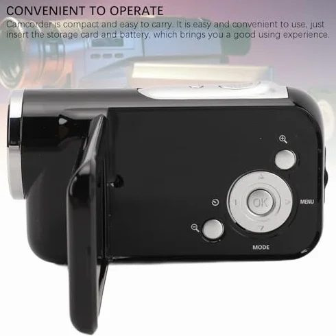 Denash Caméscope Vidéo, Enregistreur D'appareil Photo Numérique à Zoom Numérique 16MP 1080P 16X avec écran de 2 Pouces, Caméra Vlogging Anti-secousse pour la Photographie de Voyage