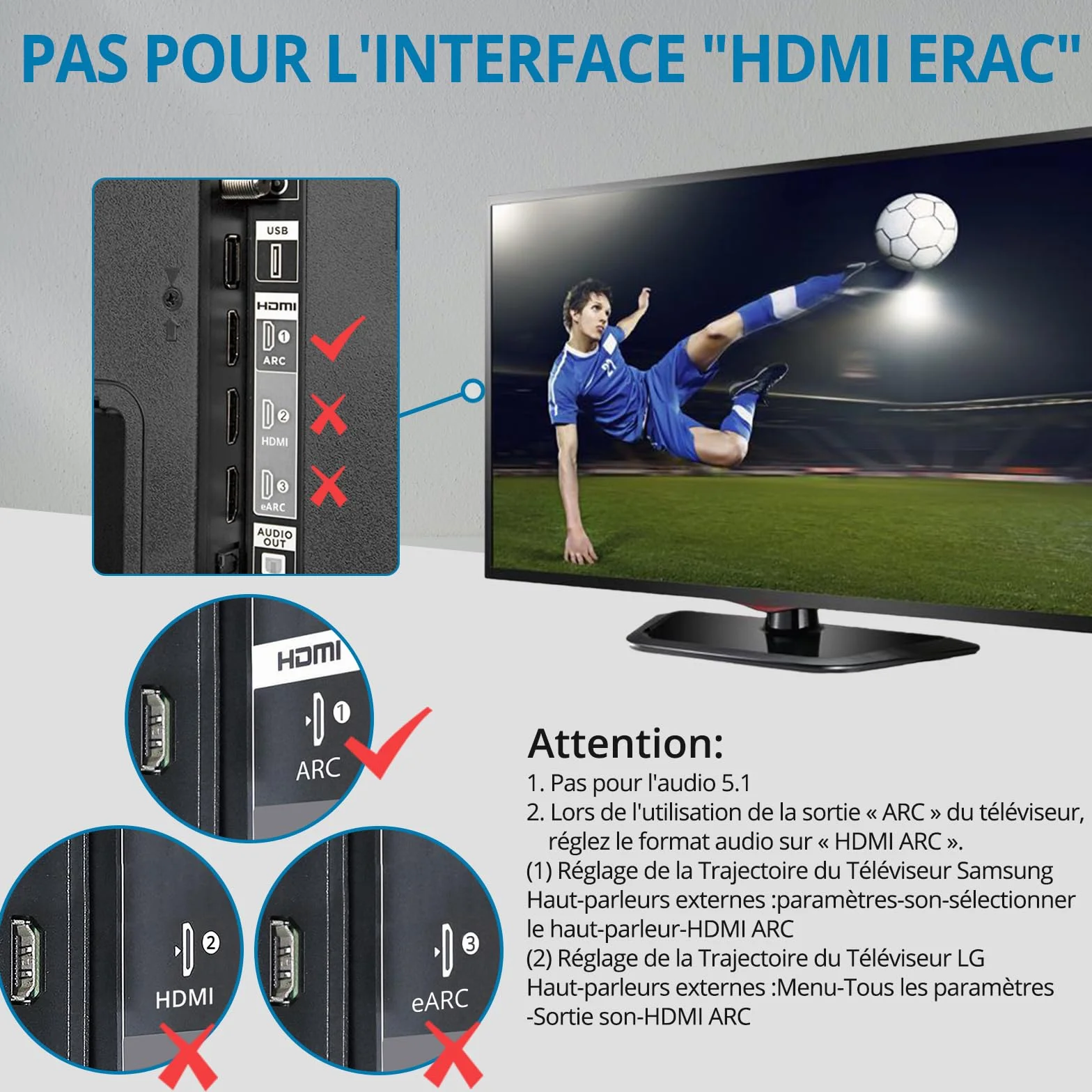 AUTOUTLET Extracteur Audio HDMI ARC 192 KHz, Adaptateur ARC 1M Optique, Répartiteur Audio pour Amplificateur Barre de Son Système H