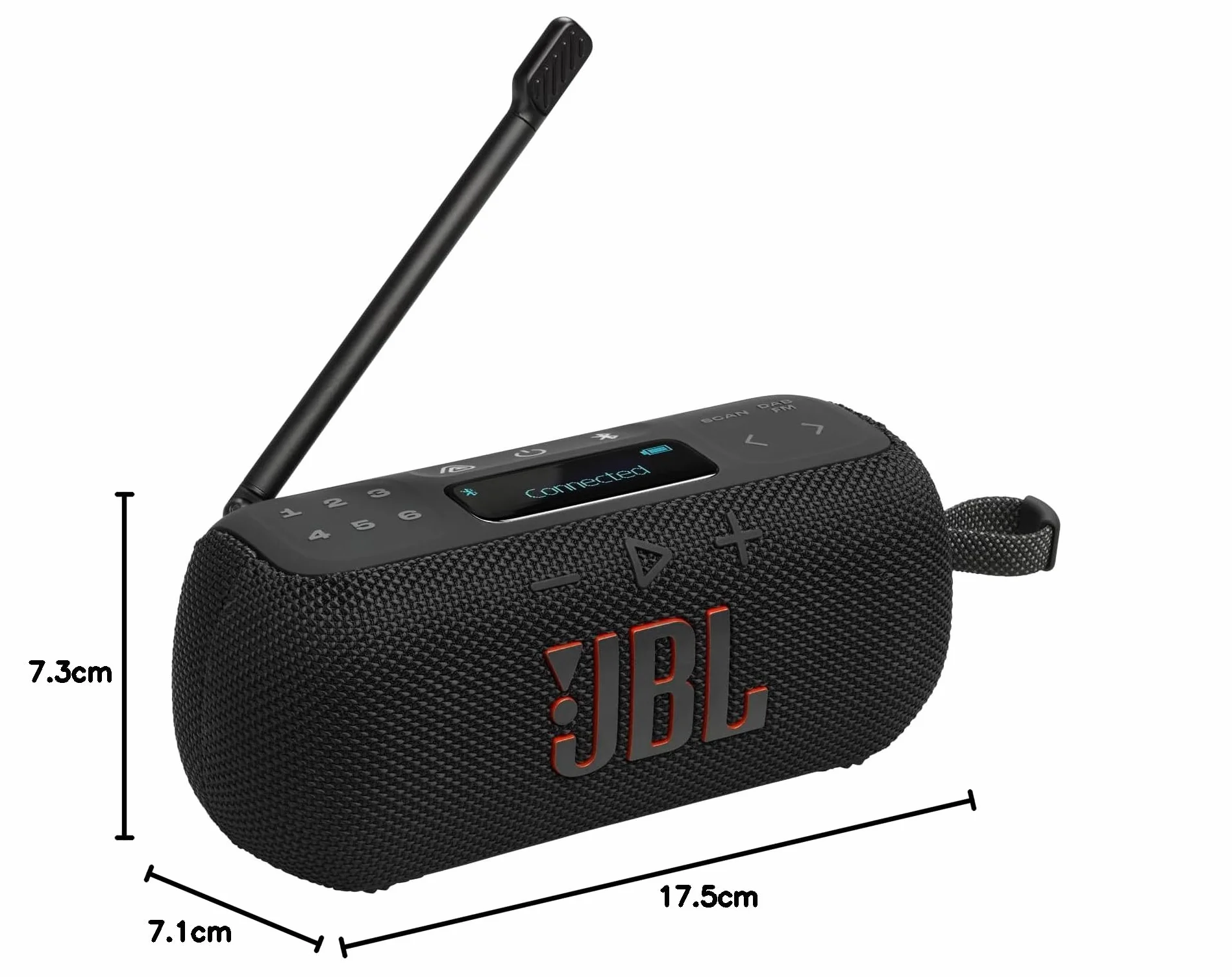 JBL Tuner 3 Radio Portable Dab/Dab+/FM avec Bluetooth, 6 préréglages, 15 h d'autonomie, étanchéité IP68, Connexion Multi-Enceintes Auracast, Compatible avec l'application JBL Portable, Noire
