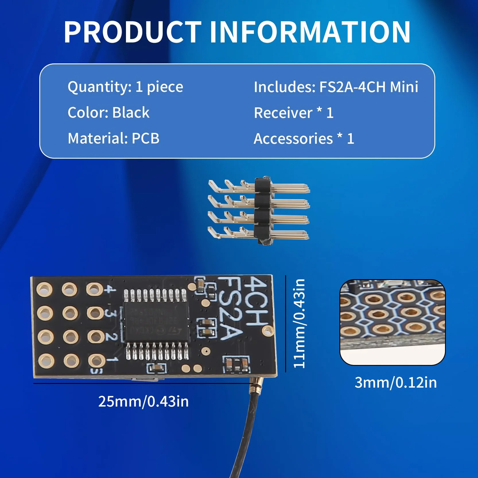 FS2A 4CH AFHDS 2A Mini RéCepteur Compatible Sortie PWM pour I6 I6X I6S ÉMetteur