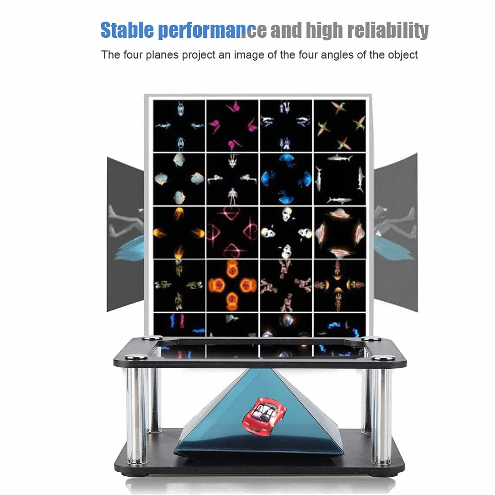 Projecteur pyramide holographique 3D pour smartphone 3,5-6 pouces, support d'affichage hologramme 360°