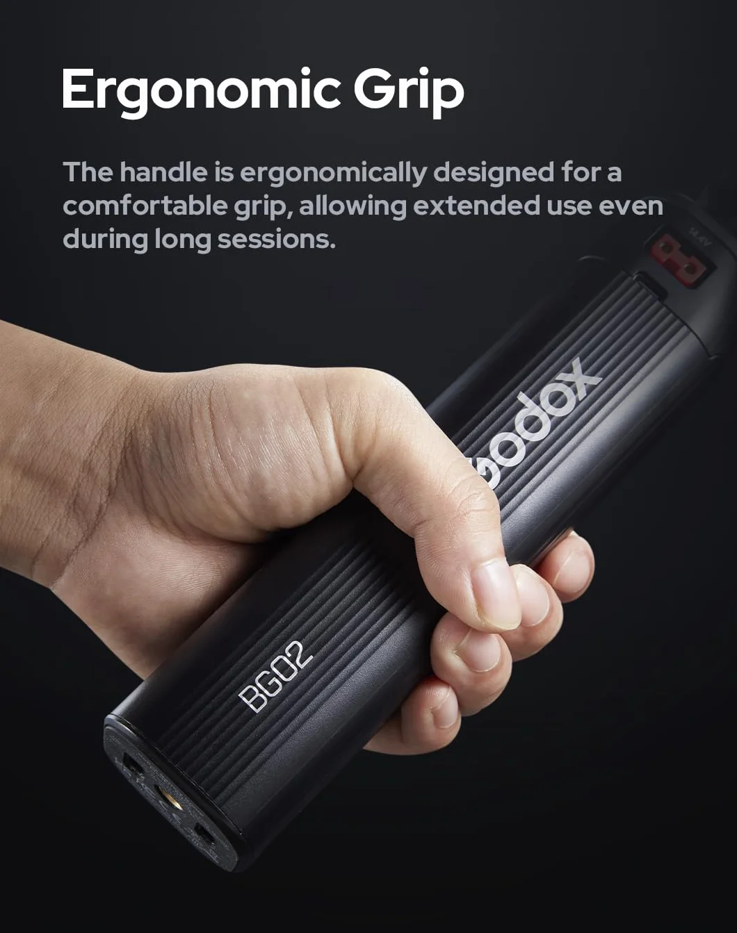 Godox BG02 Battery Grip, solution portable de 95 Wh pour Flash Godox AD100Pro, AD200 PRO II, AD300Pro et lumière vidéo LED ML100BI ML100R