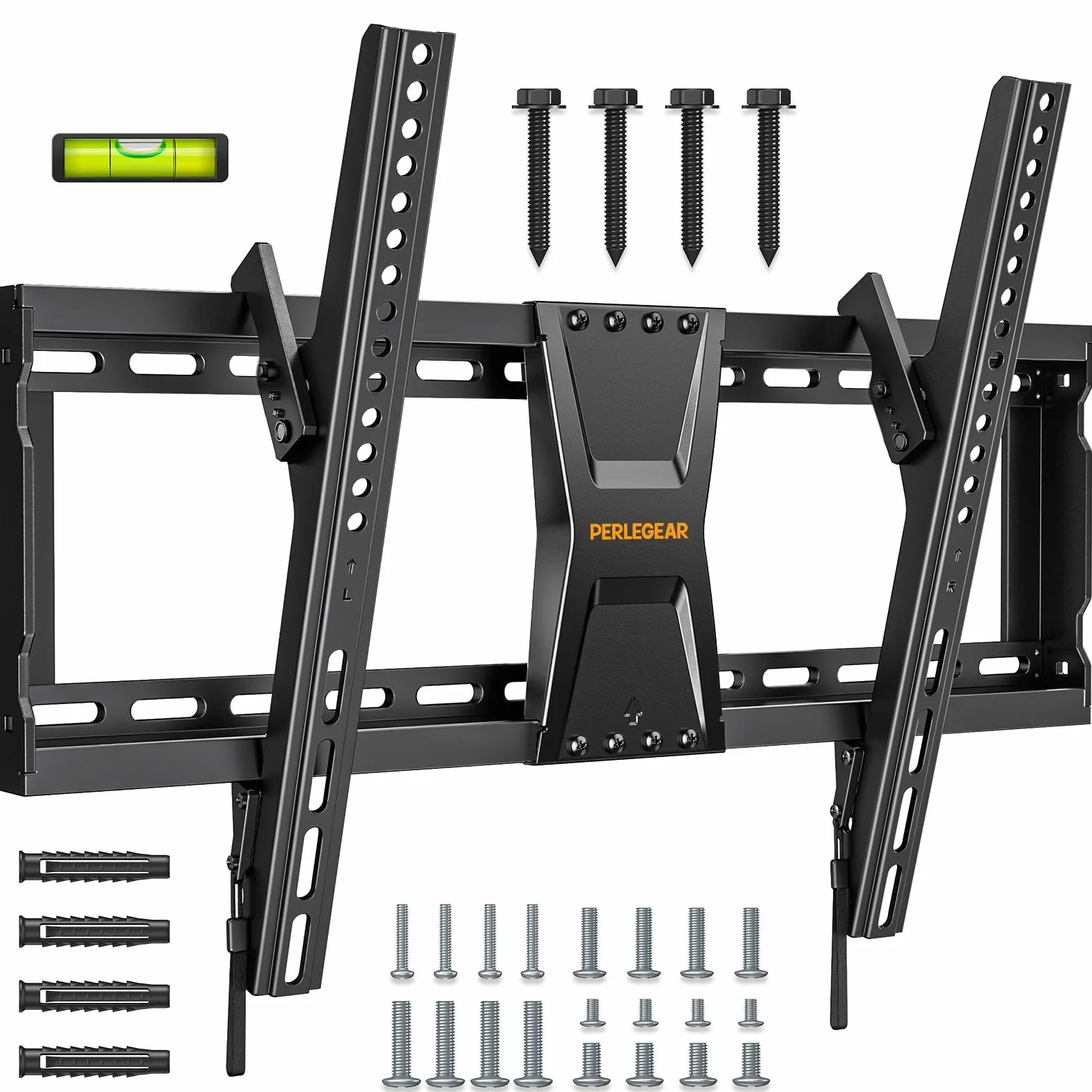 Perlegear Support Mural TV Inclinable pour téléviseurs de 37-82 Pouces Plasma OLED LCD jusqu'à 60 kg, Fixation Murale TV inclinable pour téléviseurs Plats ou incurvés Max VESA 600x400mm, PGLT5