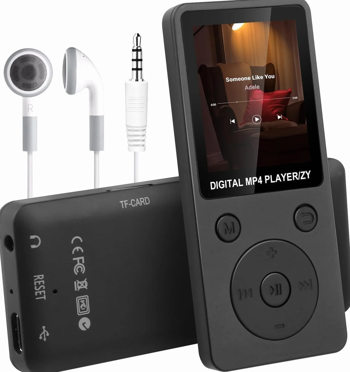 Lecteur MP3 Bluetooth 5.3 32Go Haut-Parleur Intégré Baladeur Portable HiFi sans Perte 70H Autonomie Radio FM Écran 1,8 Pouces Extension Carte TF 128Go