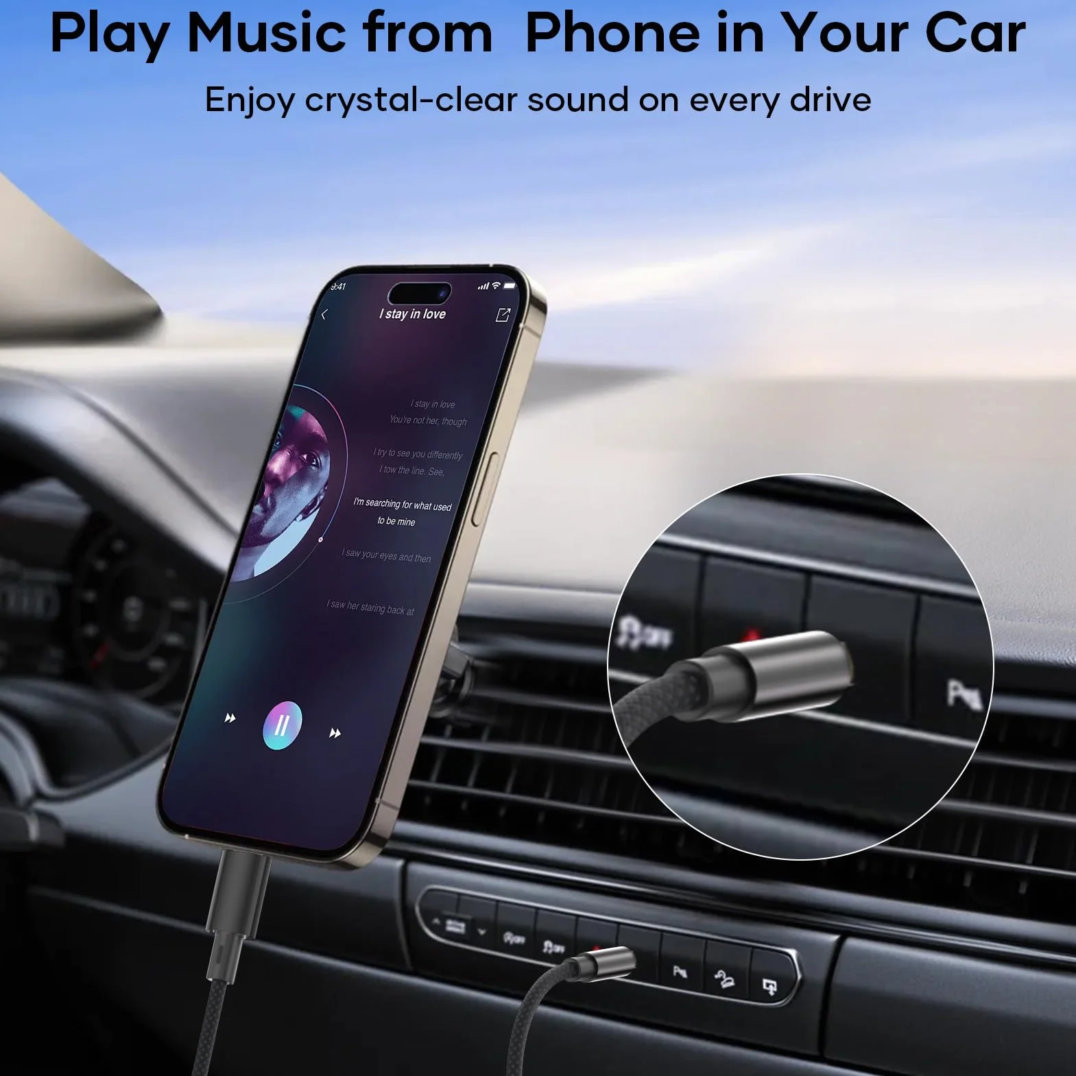 Cable Jack i Phone 1,2M Cable i Phone Jack 3.5mm Aux [Certifié MFi] Lightning Audio Câble Auxiliaire Voiture Compatible avec iPhone 14/13/12/11 pour Autoradio/Casque/Enceinte, Noir