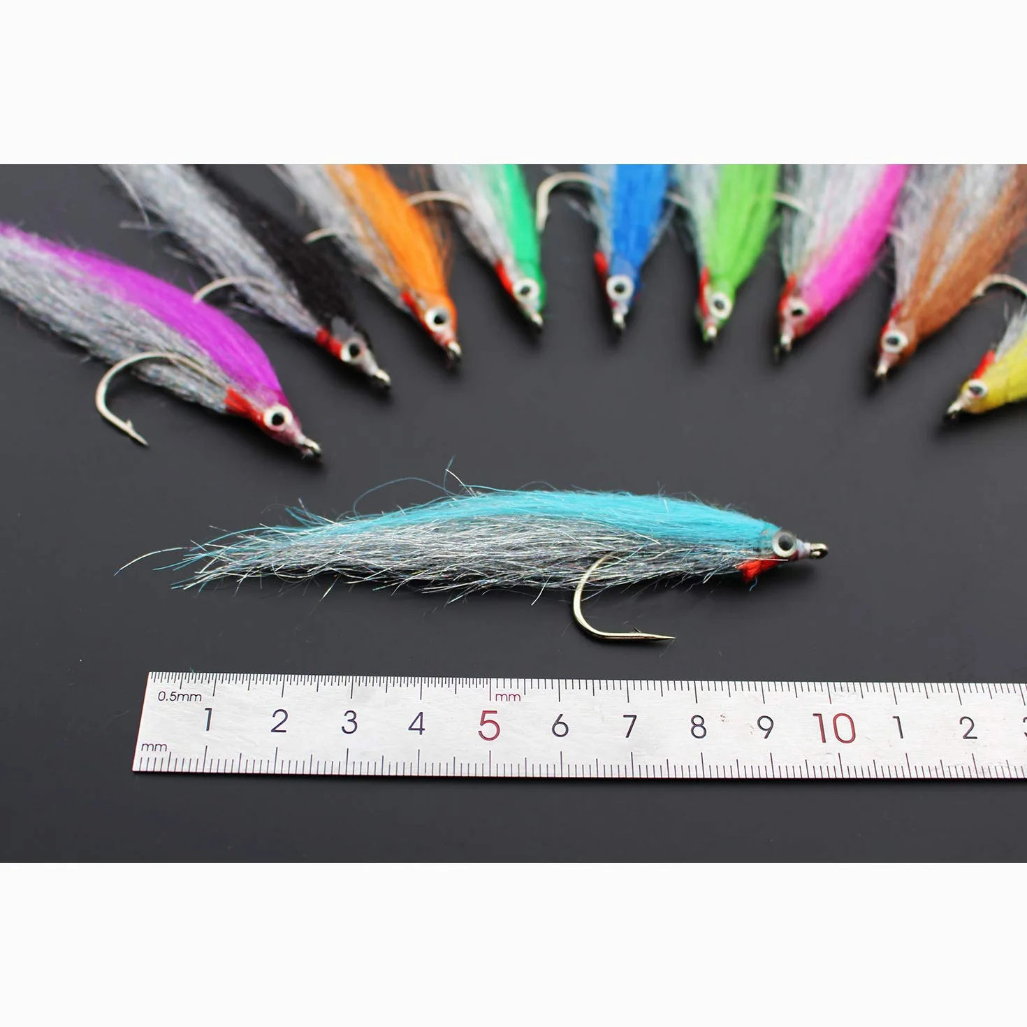 Tigofly Lot de 10 Mouches de Pêche Acier Haute Teneur en Carbone Hameçons Argentés Holographiques 4 cm 10 Couleurs Saumon Truite Bar