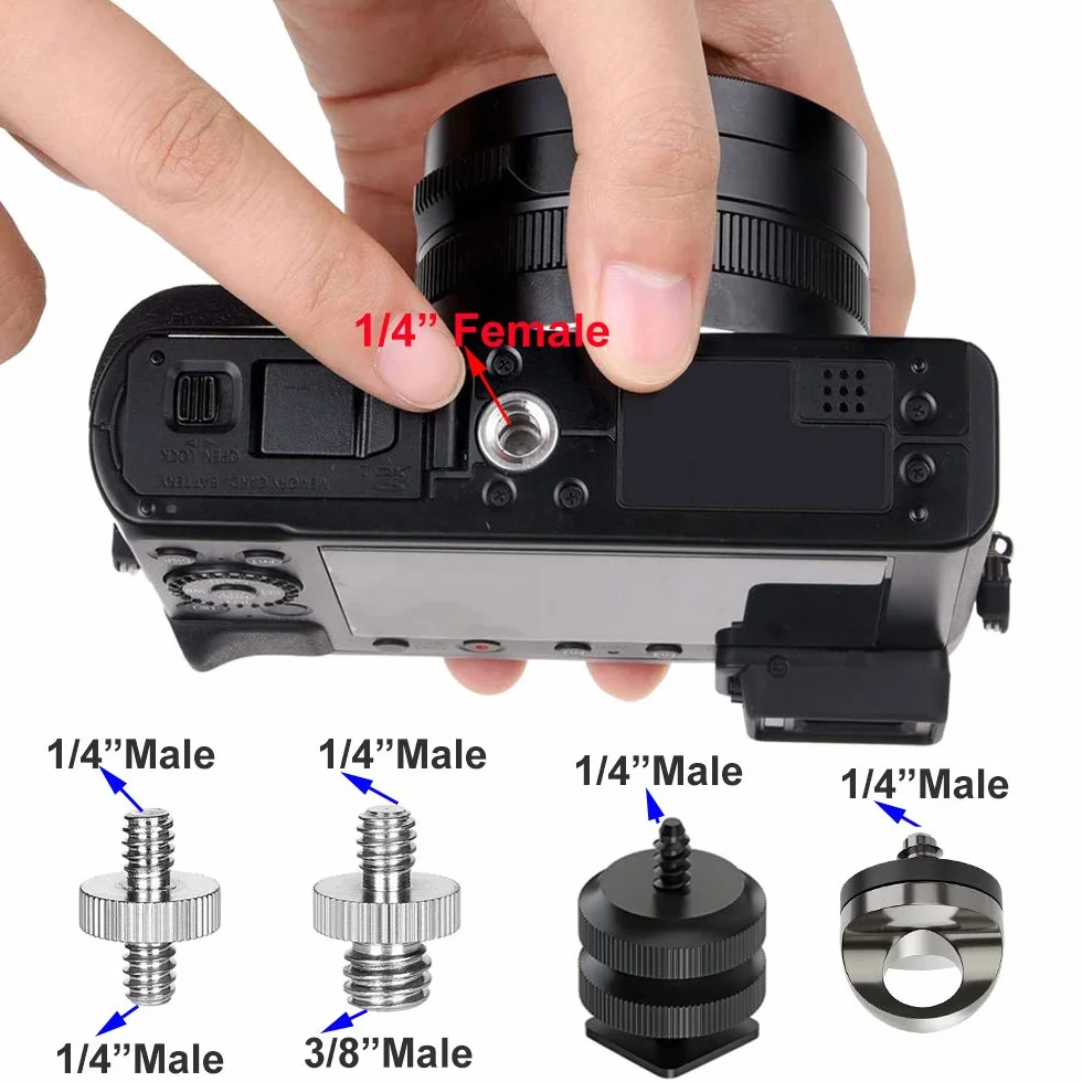 26PCS Adaptateur Caméra 1/4" à 3/8" Convertisseur pour Trépieds, Monopods, Rotules, Flash Lights, Reflex DSLR, Support et Lampes