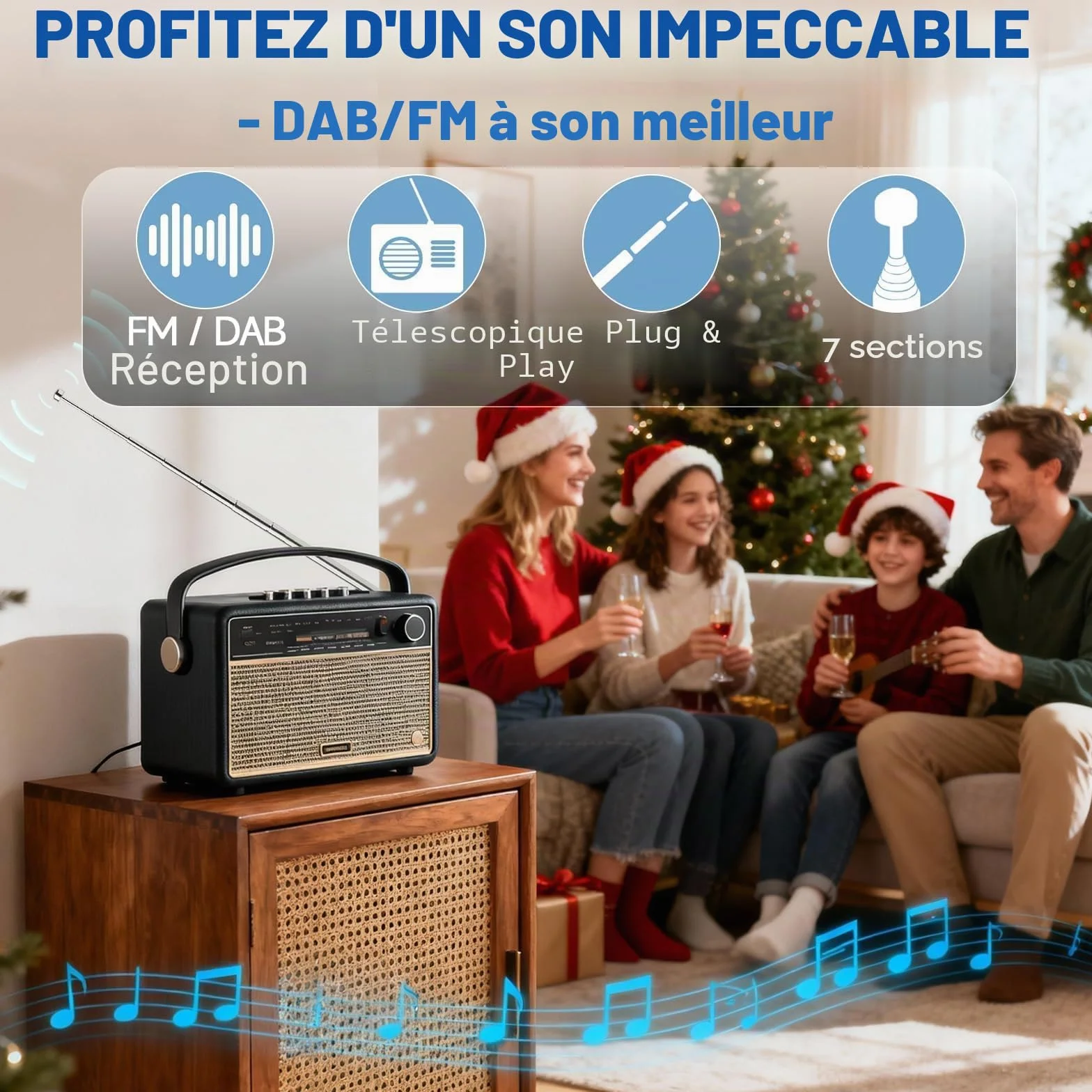 Bingfu Antenne Télescopique Radio FM Dab Portable Interieur 74 cm 7 Sections Antenne Remplacement pour pour Radio Transistor Poste Portable Tuner Chaîne HiFi Récepteur AV Home Cinéma Audio CD,2 Paquet