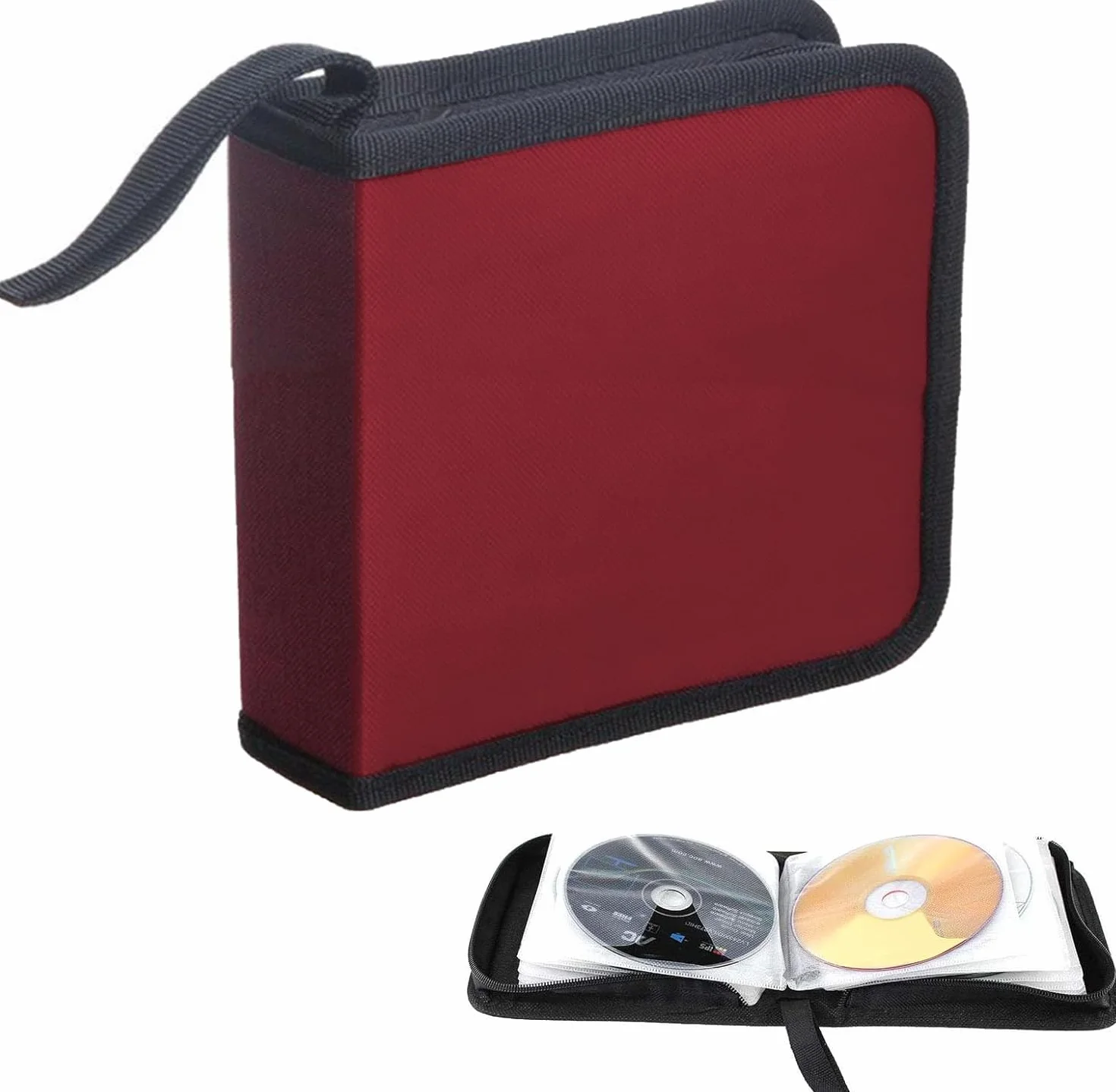 Sac de Rangement CD pour 40 Disques, DVD, Rouge Voiture Maison