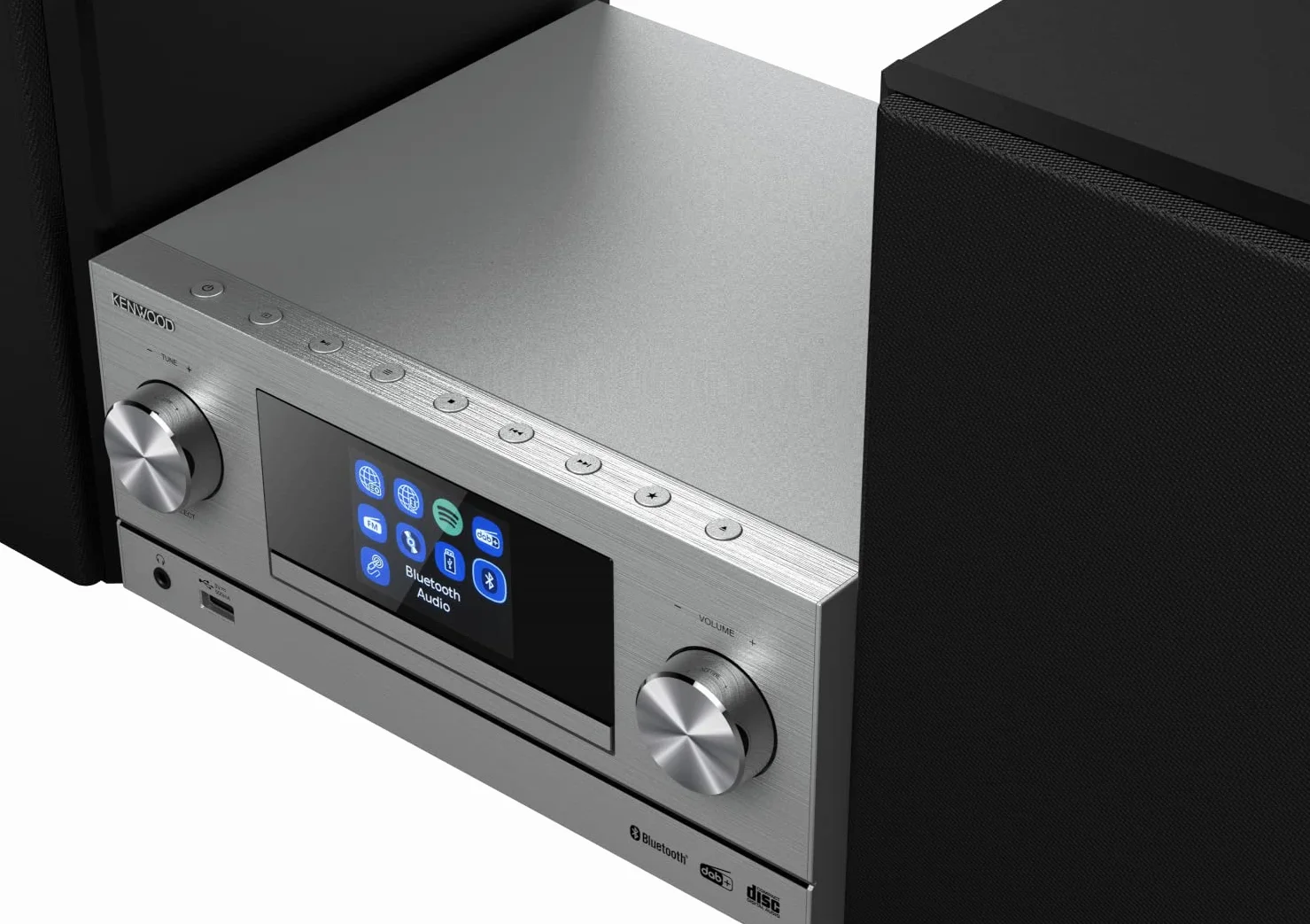 Kenwood M-9000S-S Micro système Hi-FI avec CD, Dab +, Radio Internet, Spotify, FM, Bluetooth, USB et Grand écran Couleur TFT
