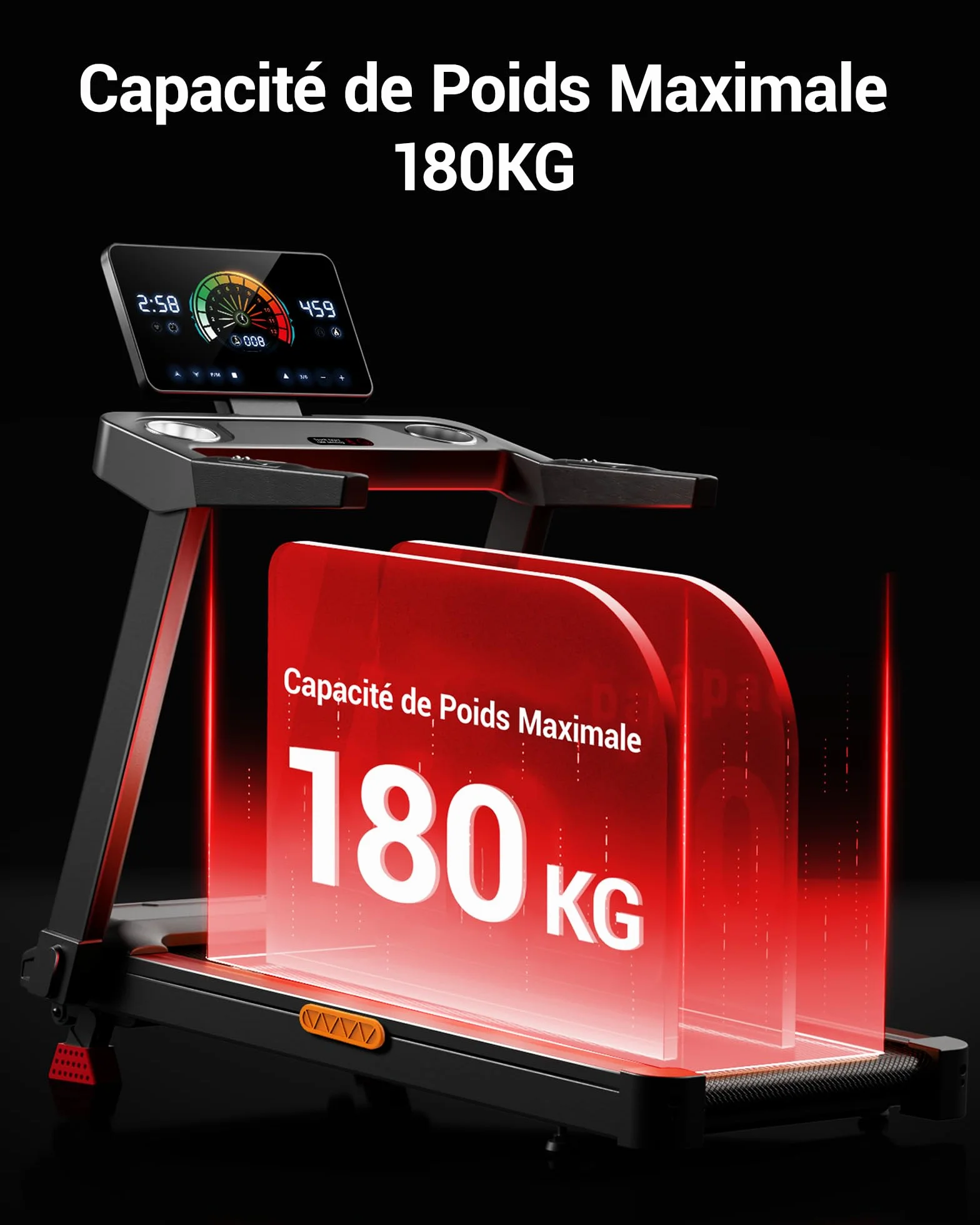 UMAY Tapis de Course Pliable Inclinable 16%, 14KM/H, 3,5CV, Charge Max 180KG