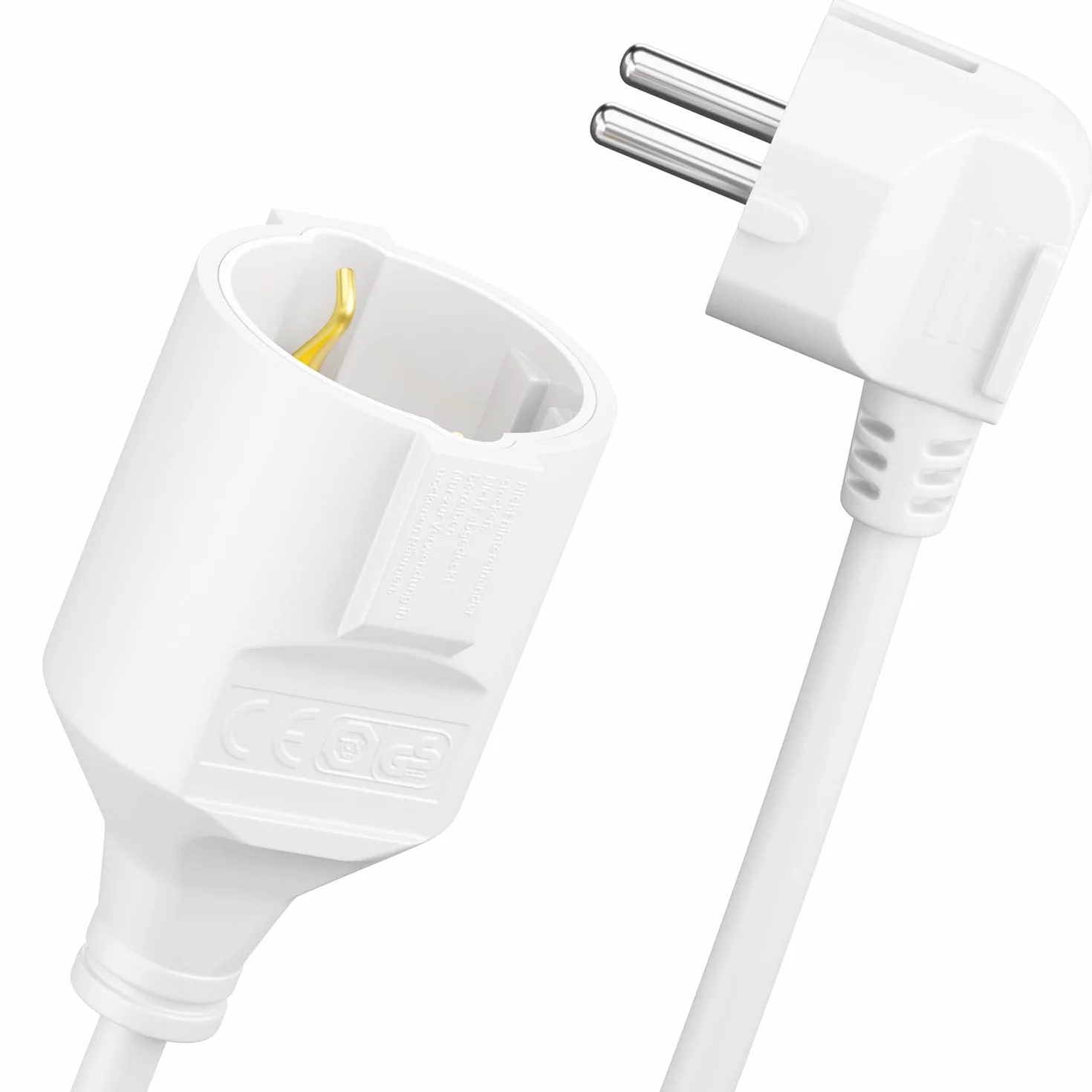 deleyCON 3,0m Cordon Alimentation Rallonge Contact Protection Câble électrique Extension 16A 3680W Usage Domestique Bureau Atelier Multimédia Blanc