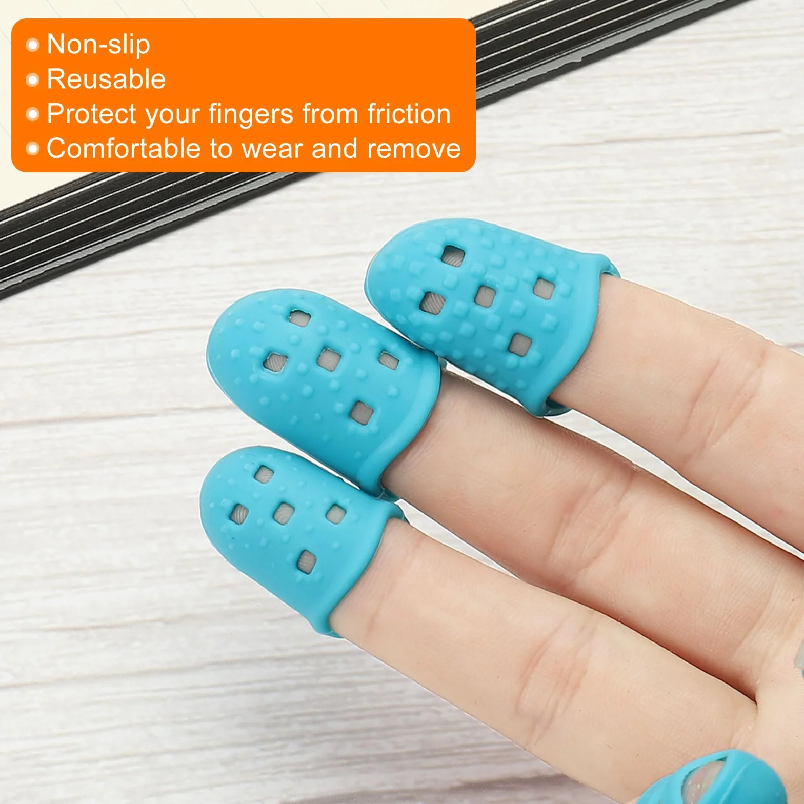 PATIKIL Antidérapant Embouts de Doigts 29mm Silicone Protection pour Triage Couture Guitare, 20 pcs, Clair Bleu